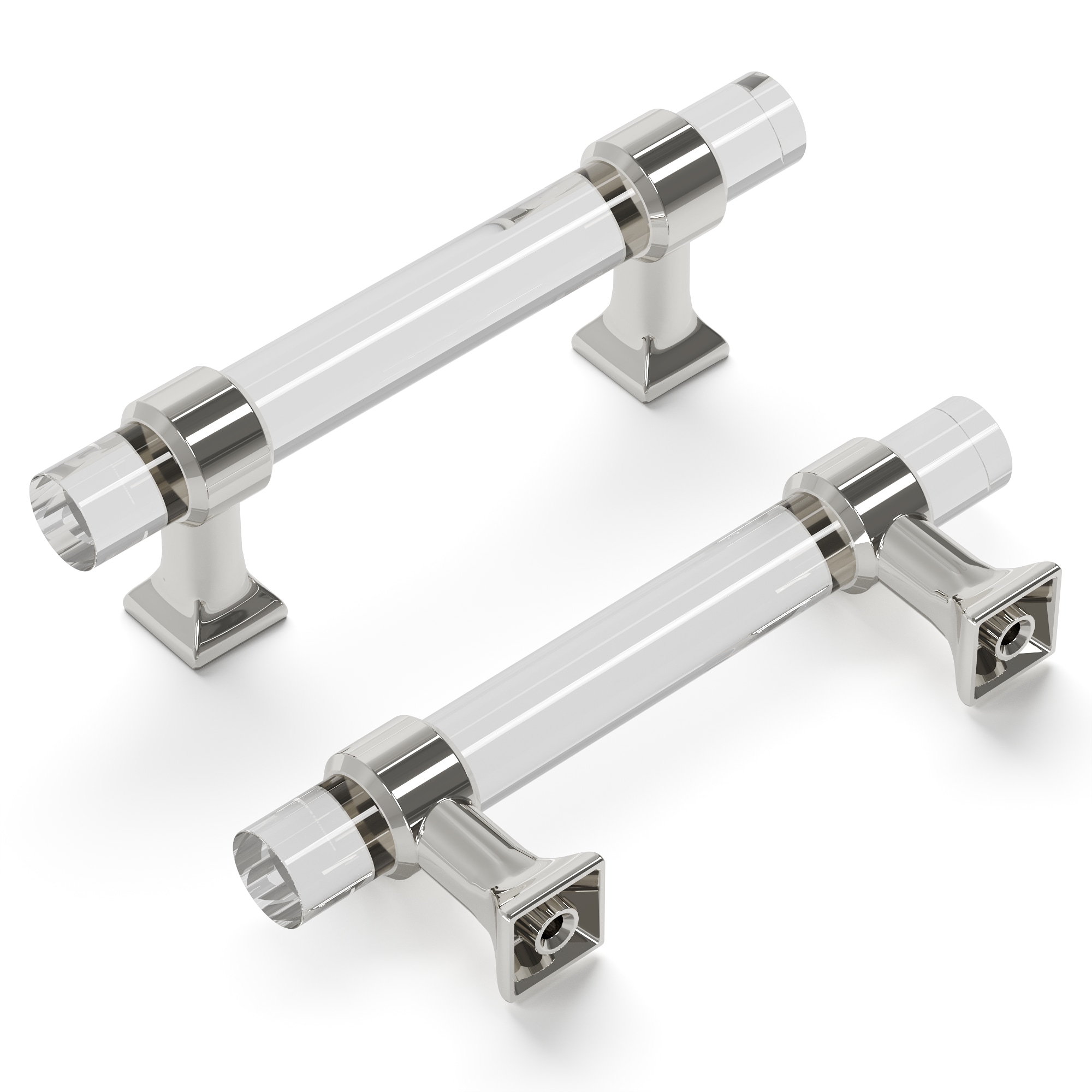 Hickory Hardware HH075857-CA14 Crystal Palace 3-in , Crysacrylic with Polished Nickel Rectangular Bar