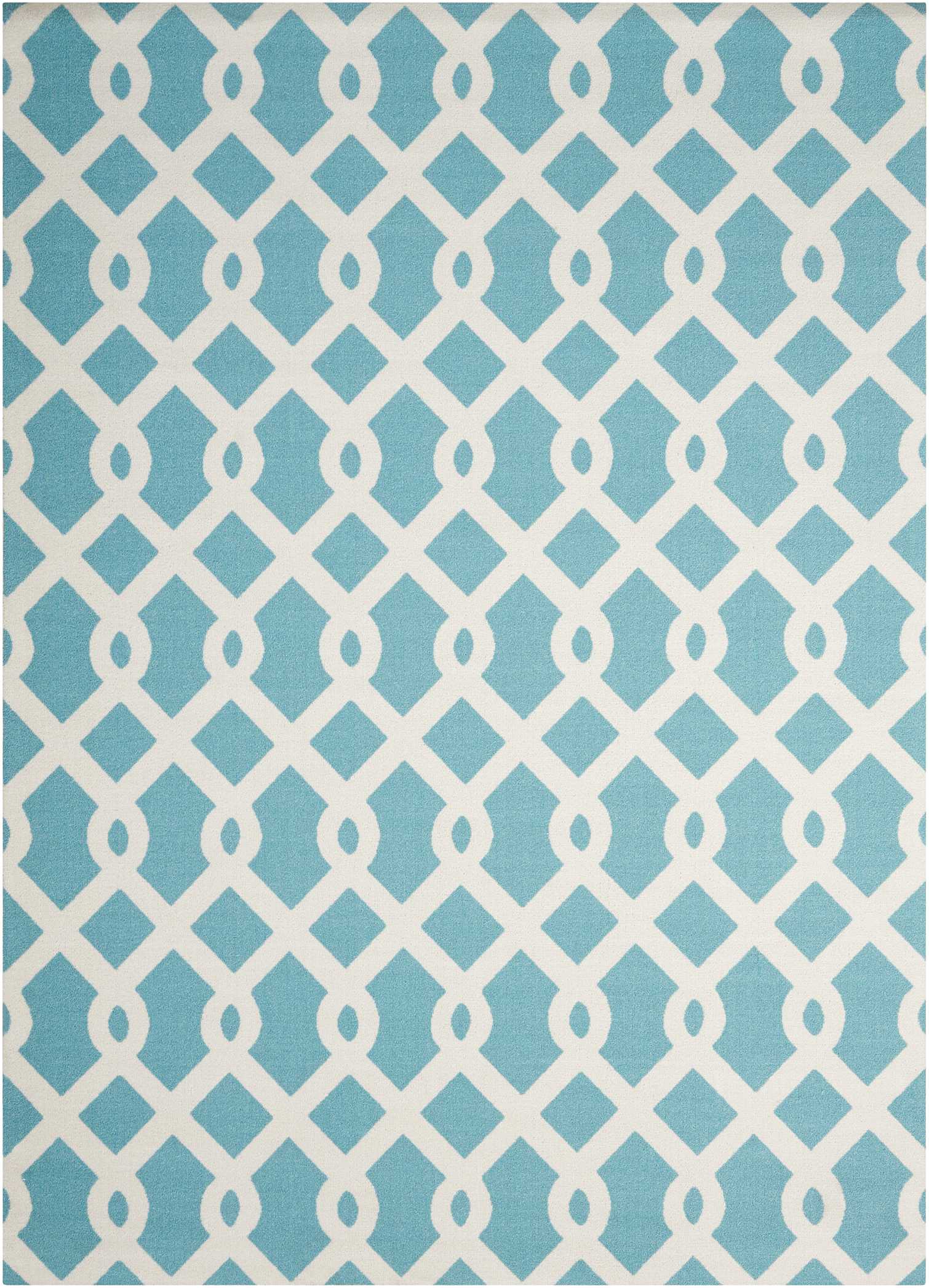 Poolside Blue and White Geometric Outdoor Rug 4' x 6'