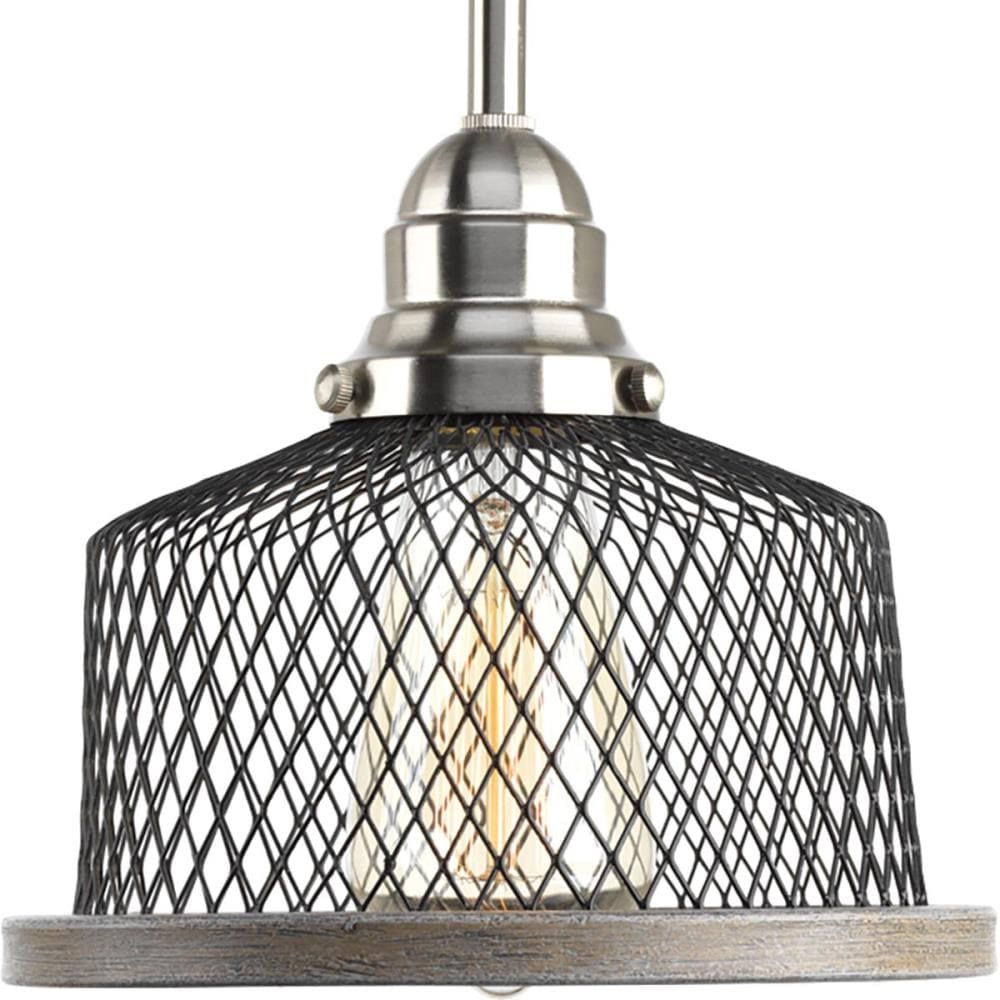 Progress Lighting P500078-009 Tilley 4 -Light Brushed Nickel Coastal Lantern Small Hanging Pendant light