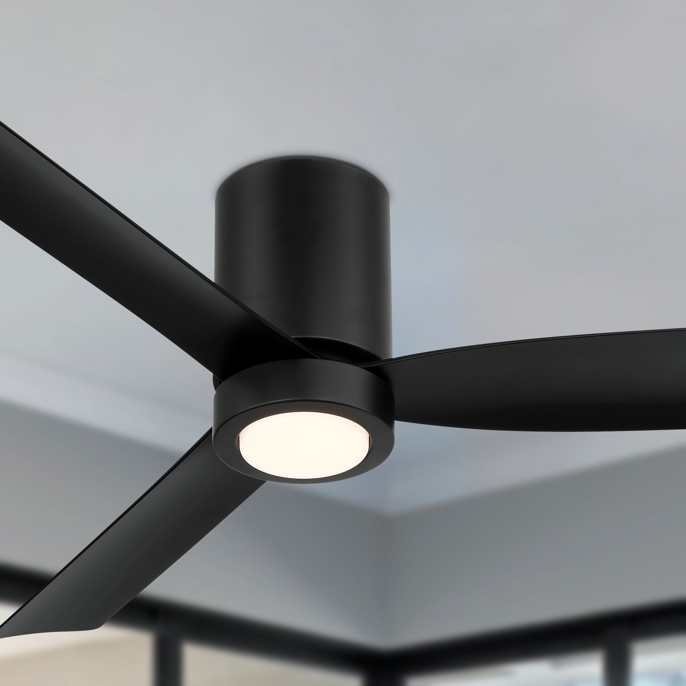 Arranmore Lighting & Fans AR-3002MB-52LK CORMAC 52-in Outdoor Flush Mount Matte Black with Matte Black Blades Ceiling Fan With Light and Remote ( 3 -Blade )