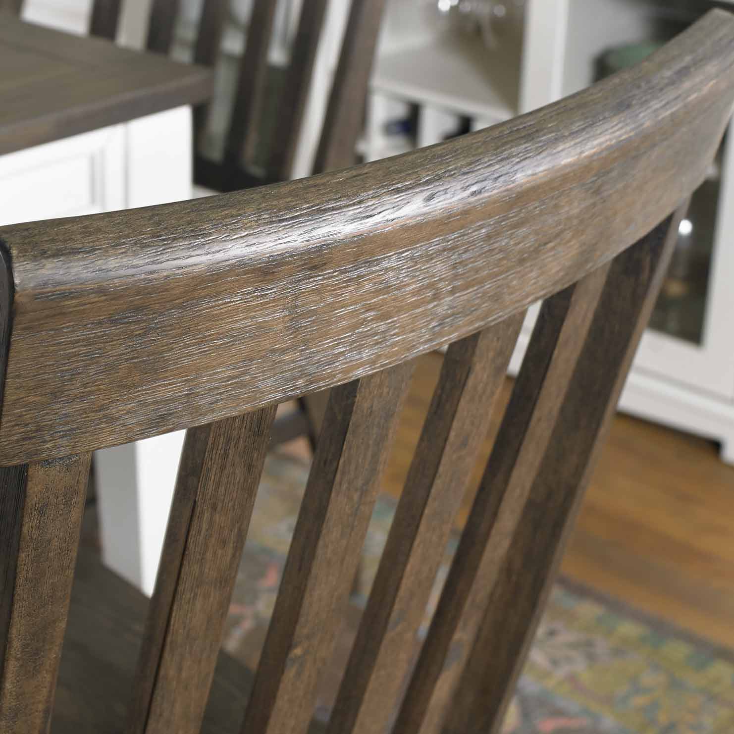 Set of 2 Dark Oak High Slat Back Side Chairs