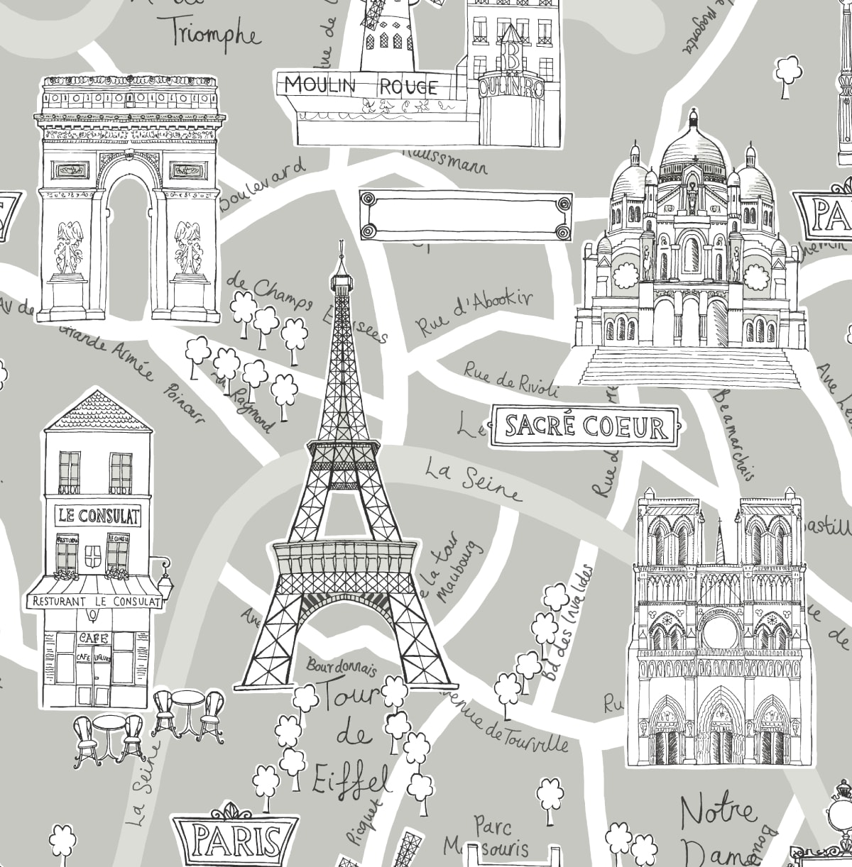 NextWall NW44808 30.75-Sq. Feet Argos Grey Vinyl Scenic Self-adhesive Peel and Stick Wallpaper