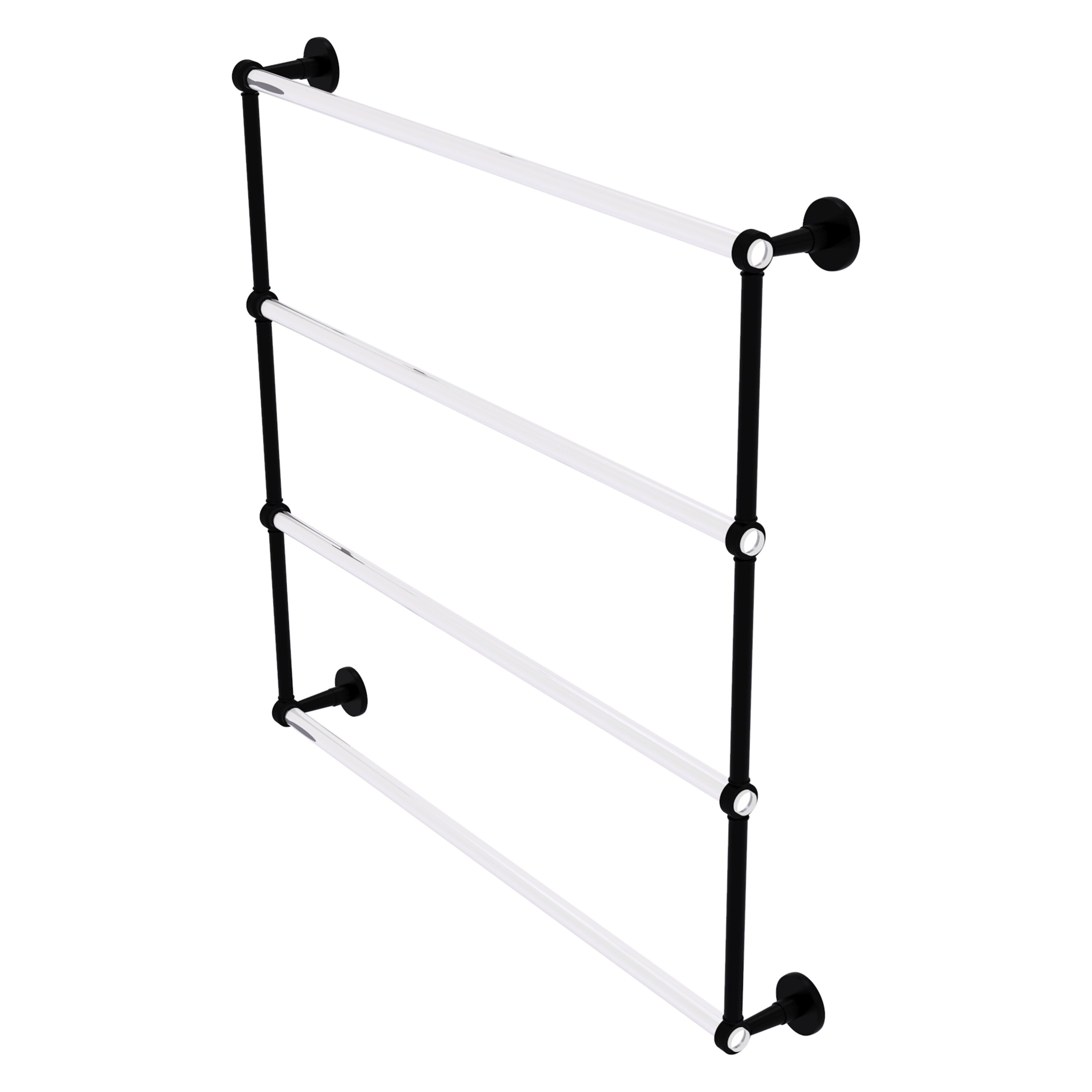 Allied Brass CV-28G-36-BKM Clearview 36-in double Matte Black Wall mount 4-tier Towel Bar