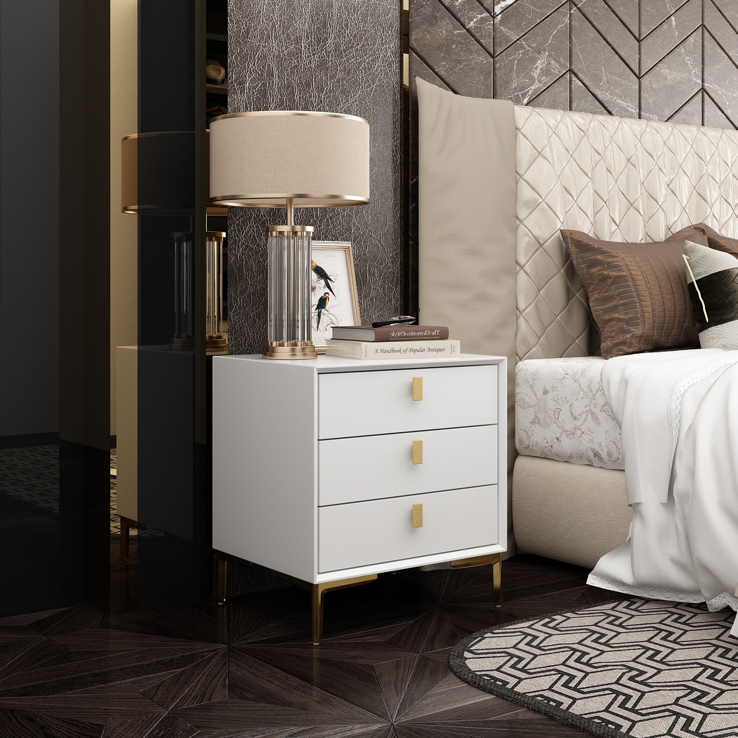 FUFU&GAGA LJY-KF020241-02 3-drawer Nightstand White Nightstand