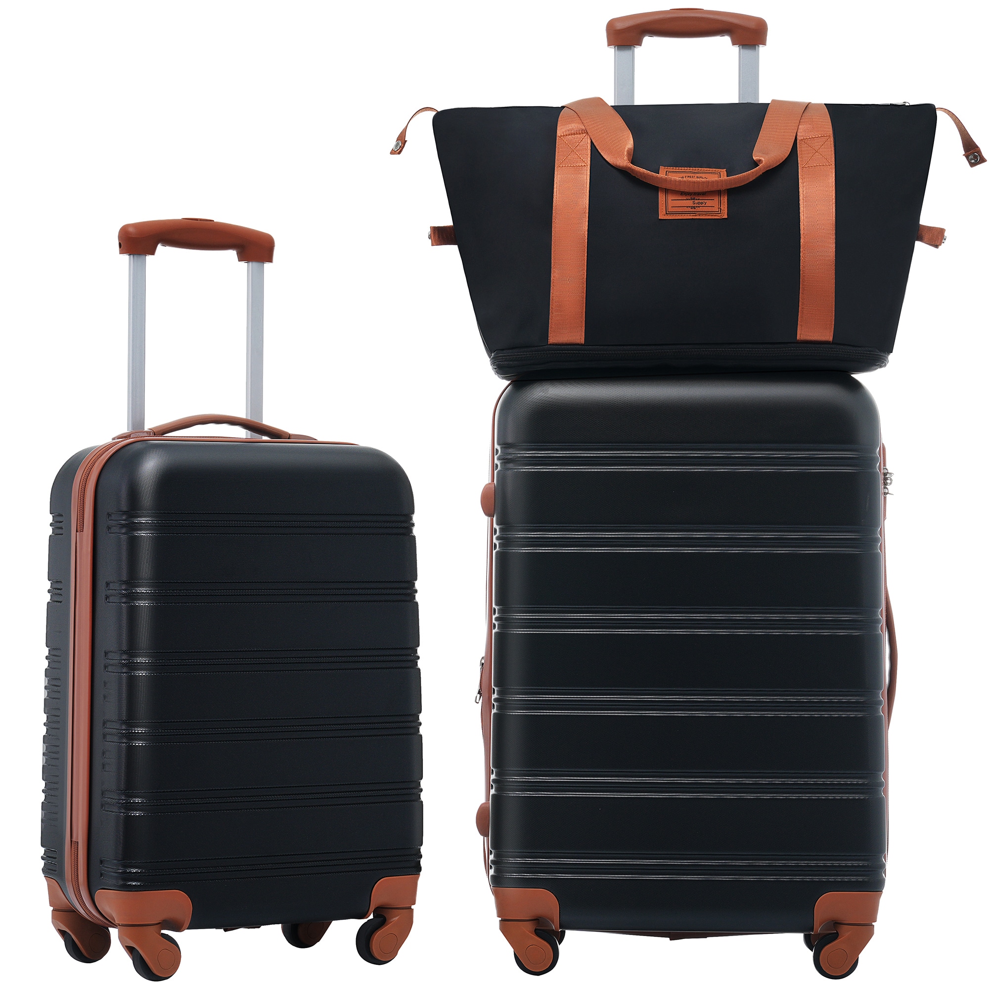 SINOFURN SYD9200001BK 24.5 x 15.8 x 10.2 Black Plastic Hardshell Suitcase set 3 -Bag