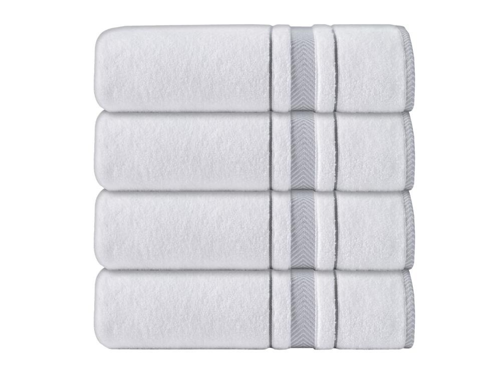 Enchante Home 4-Piece White Turkish Cotton Bath Towel Set (Vague) in the Bathroom  Towels department at