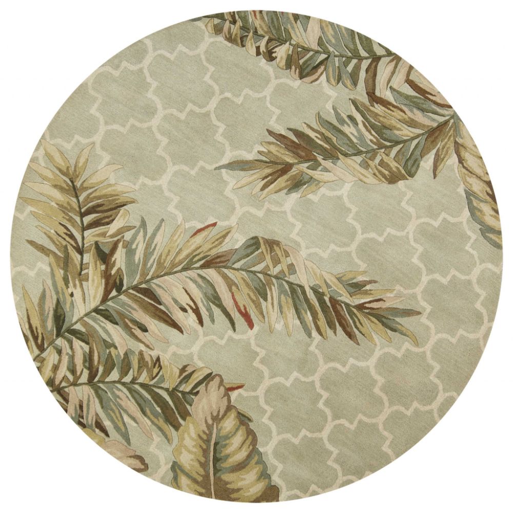 HomeRoots 354155 Bernadette 5 X 5 (ft) Wool Sage Round Indoor Floral/Botanical Area Rug