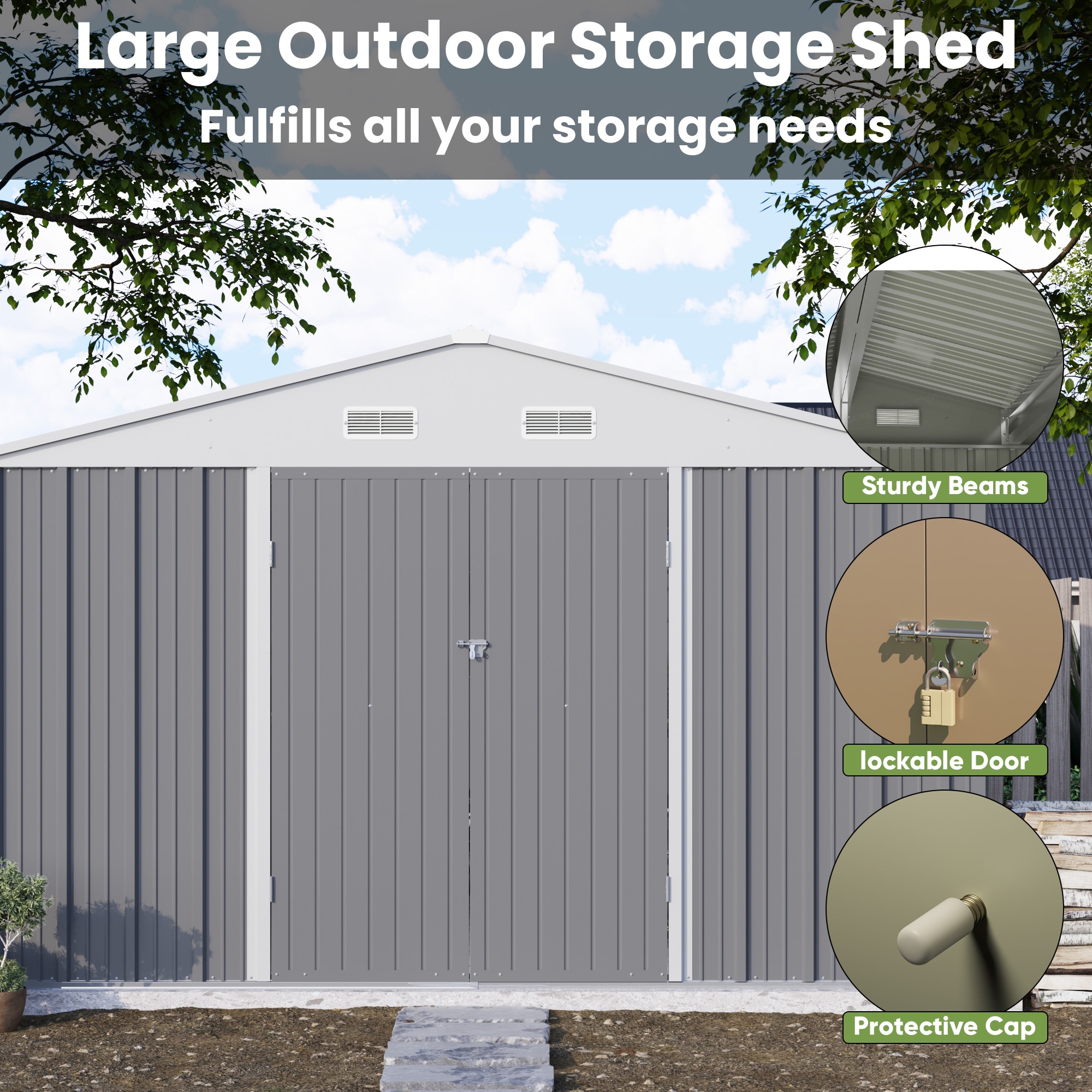 Patiowell WES-0406F-4 Metal-Storage-Buildings-Sheds - View #4