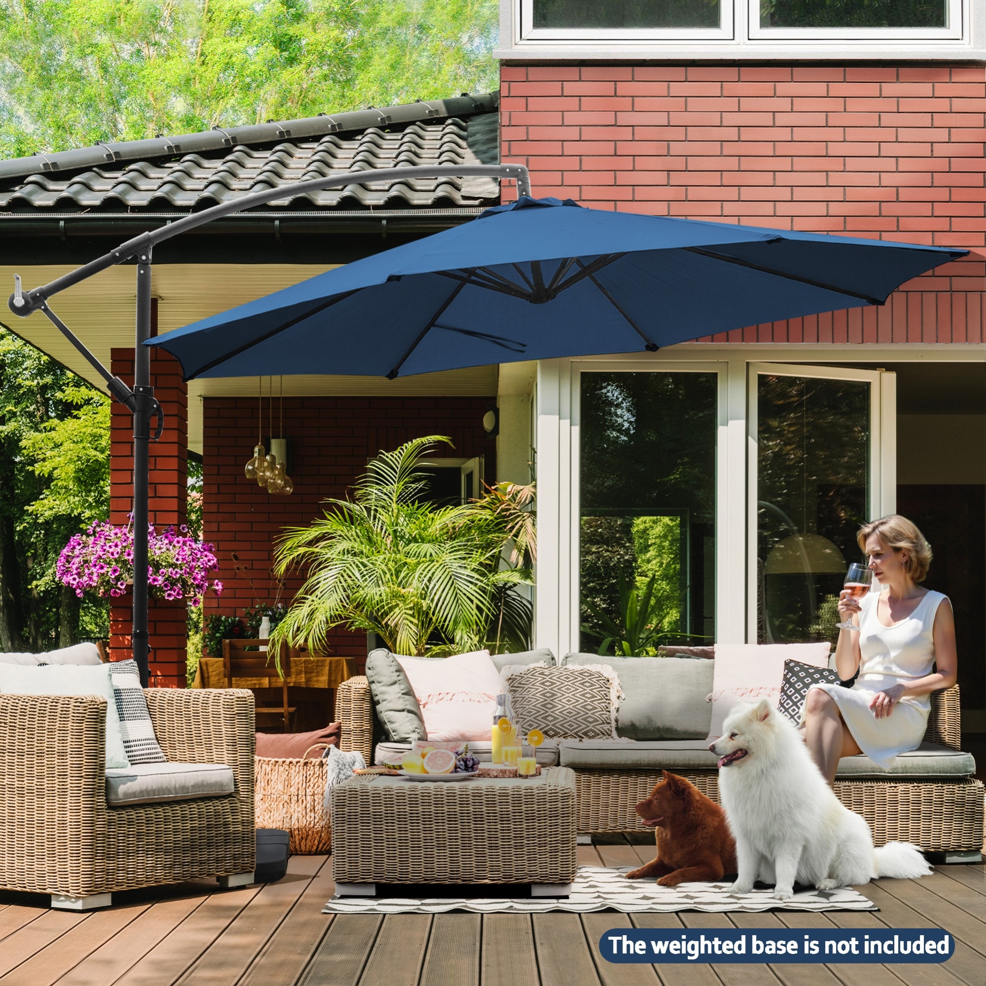 Sunrinx MG1-6-ZBGS 10-ft Steel Blue No-tilt Cantilever Patio Umbrella