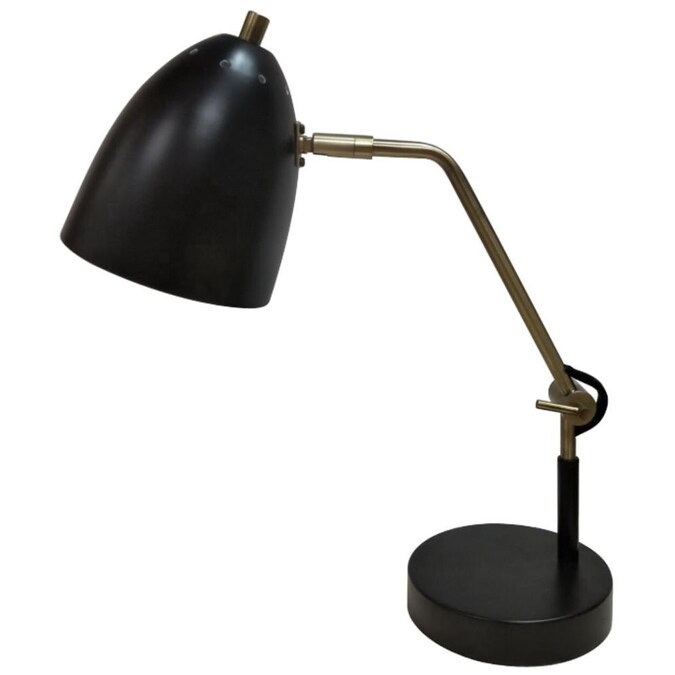 Brass Accents Desk Lamp, Brass Lamp With Black Metal Shade