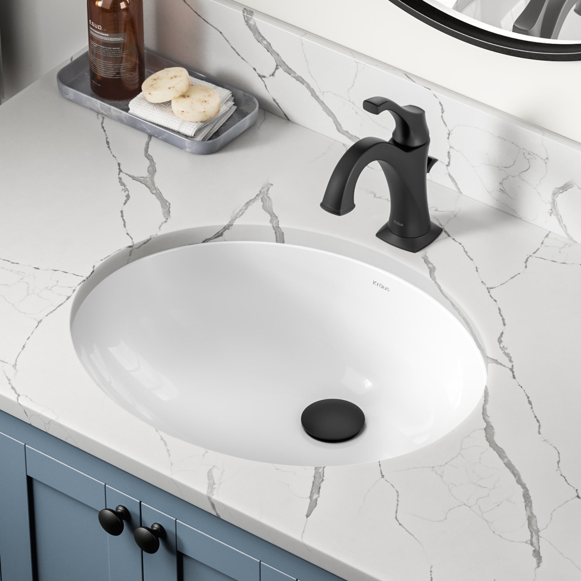 Kraus KCU-272 Elavo Ceramic Undermount Oval Traditional White Bathroom Sink ( 19.25-Inches x 16.13-Inches )