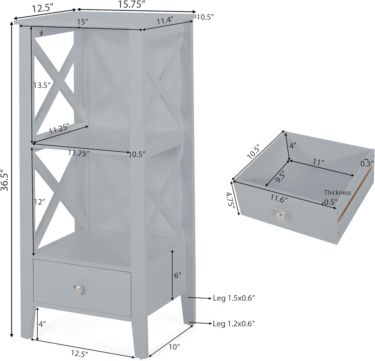 AAZJ NBO-70697GRY Linen-Cabinets - View #8