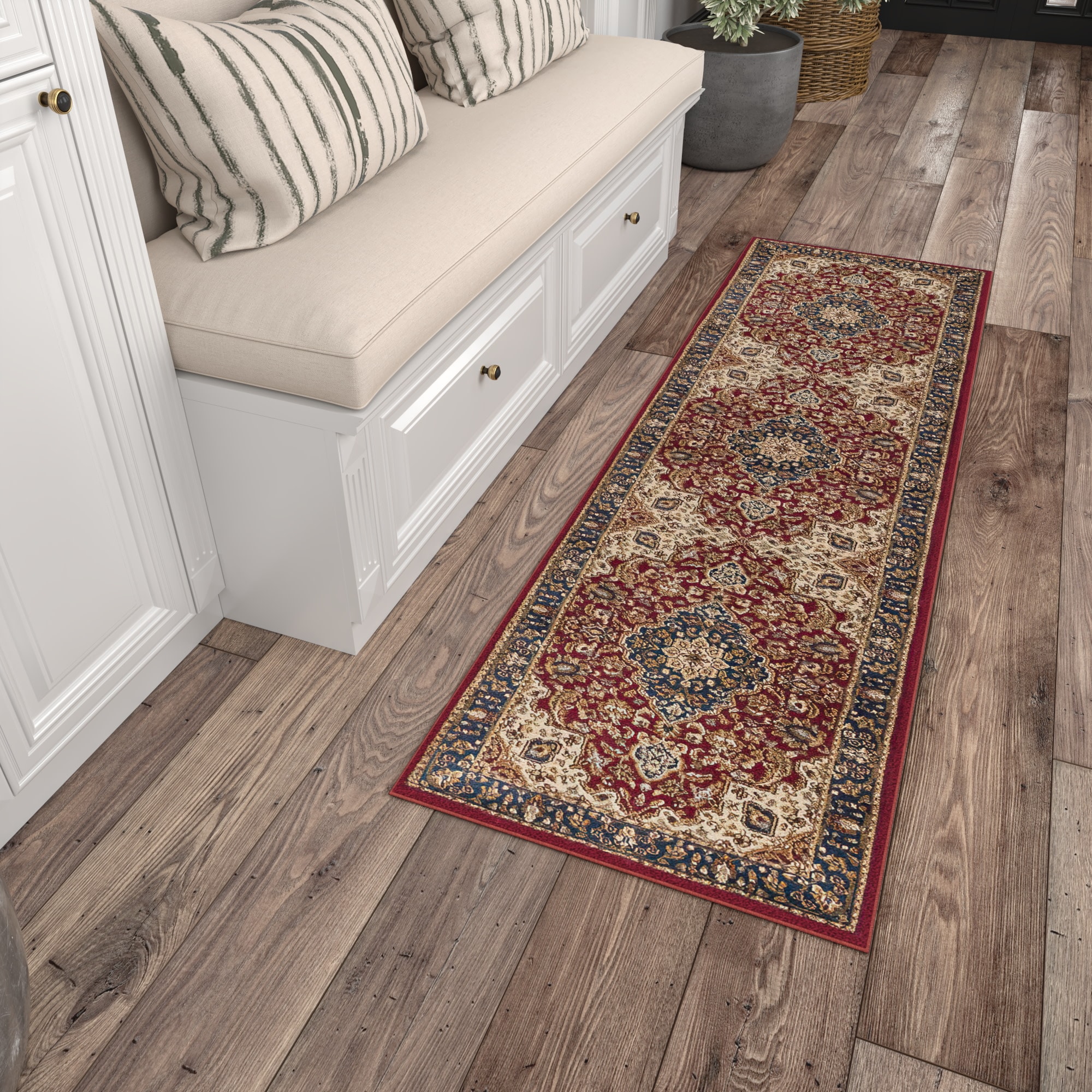 Tayse SNS4780 2X10 Sensation 2 x 10 (ft) Loomed Polypropylene Red Rectangular Indoor Floral/Botanical Oriental Runner rug