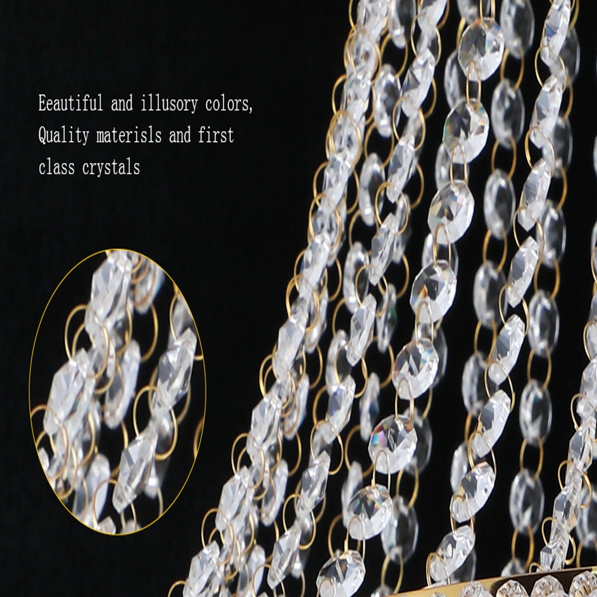 Ropilly 18 inch gold crystal chandelier 9 light French Empire ceiling ...