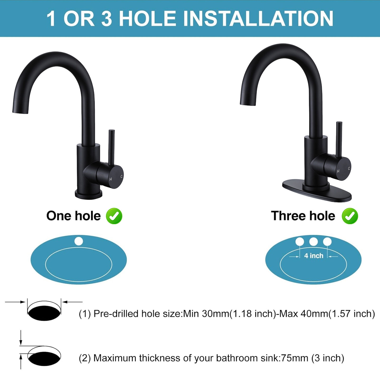 Matte Black Single-Handle Bathroom Faucet with Swivel Spout