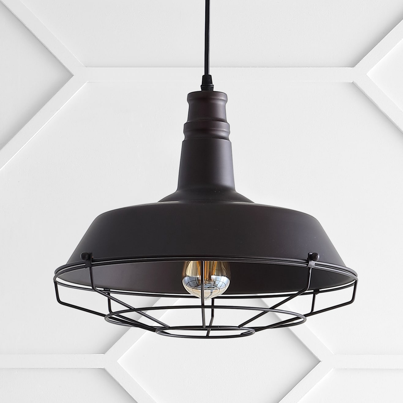 Rustic Farmhouse 14.25" Oil Rubbed Bronze LED Pendant Light