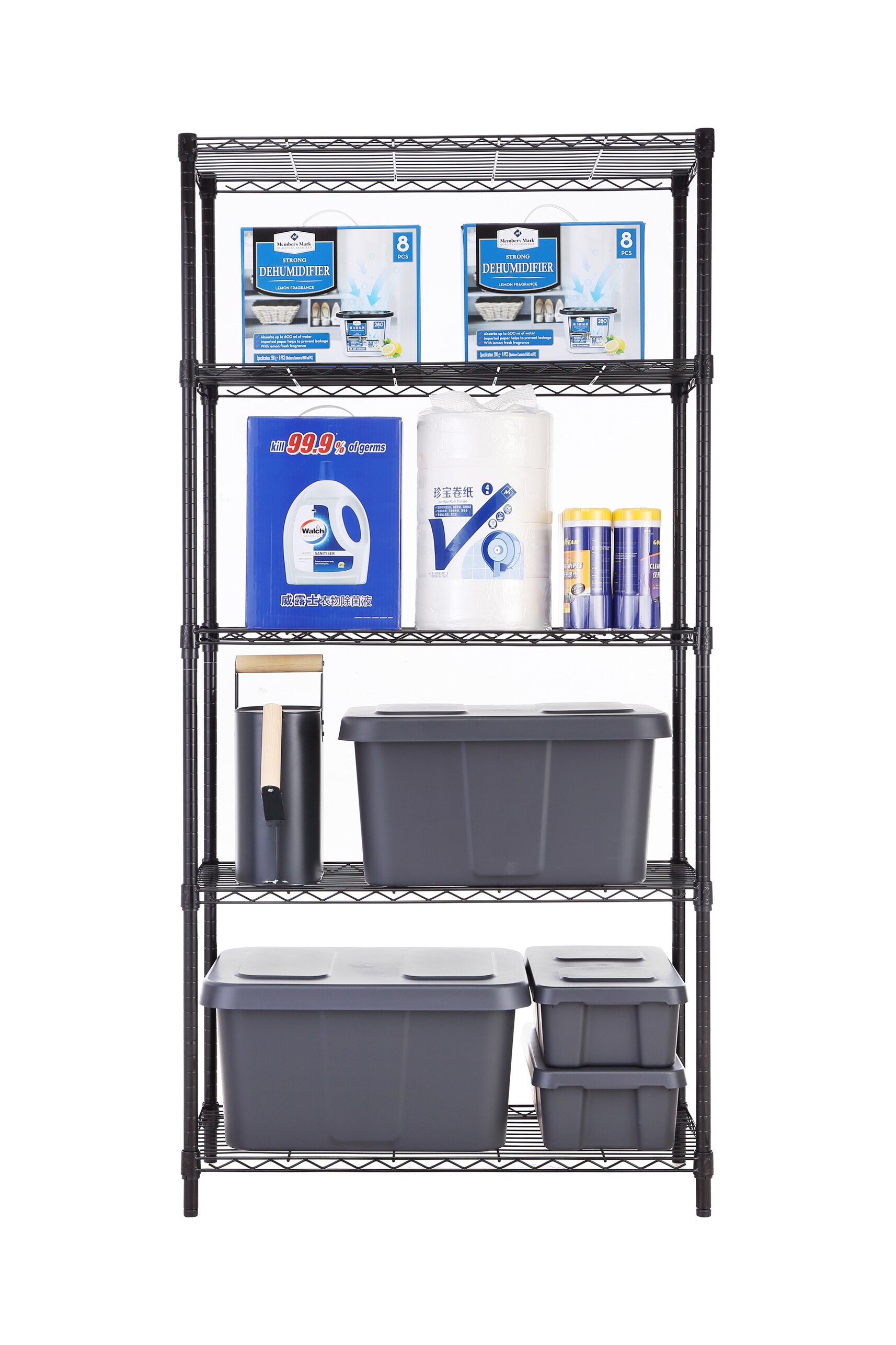 QUANTUM STORAGE CHROME WIRE SHELVING, Add-On (2 posts, 4 shelves & 8 S-Hooks),  Size L x W: 12 x 42, Unit Height: 54H.