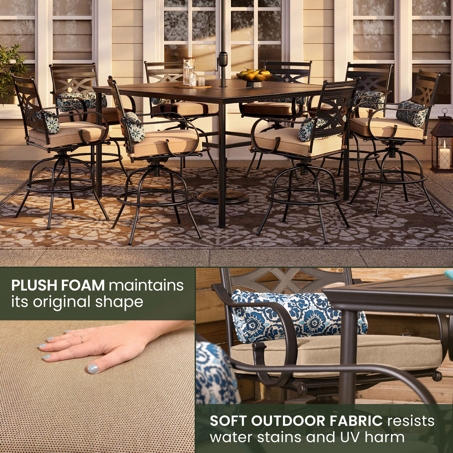 Hanover MCLRDN9PCBRSW8-TAN Patio-Dining-Sets - View #7