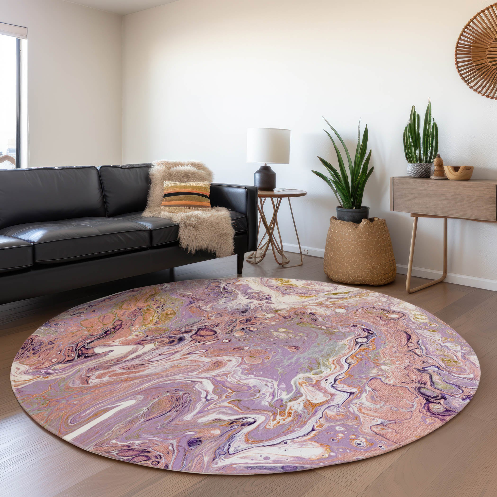 Addison Rugs AMF51TF8RO Mayfield AMF51TF 8 x 8 (ft) Loomed Polyester Taffy Round Indoor Abstract Machine washable Area rug