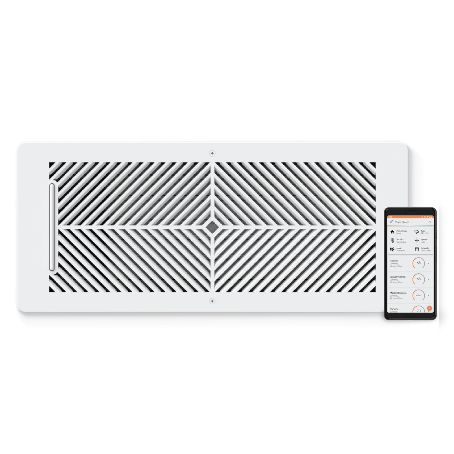 FLAIR FLAIRVENT614 Flair Smart Vent 14-Inches x 6-Inches Screw on Mount Vent Cover in Flair White