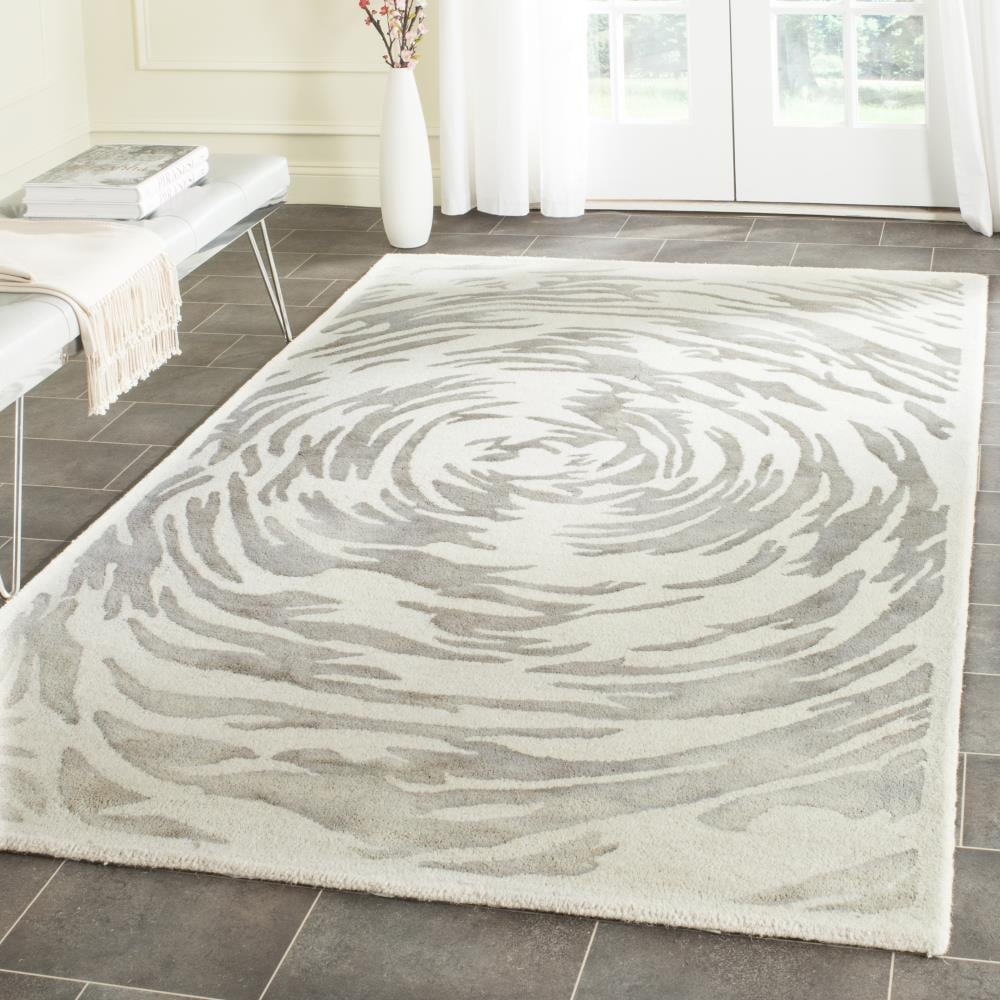 Bella 5' x 5' Square Gray Hand-Tufted Wool Rug