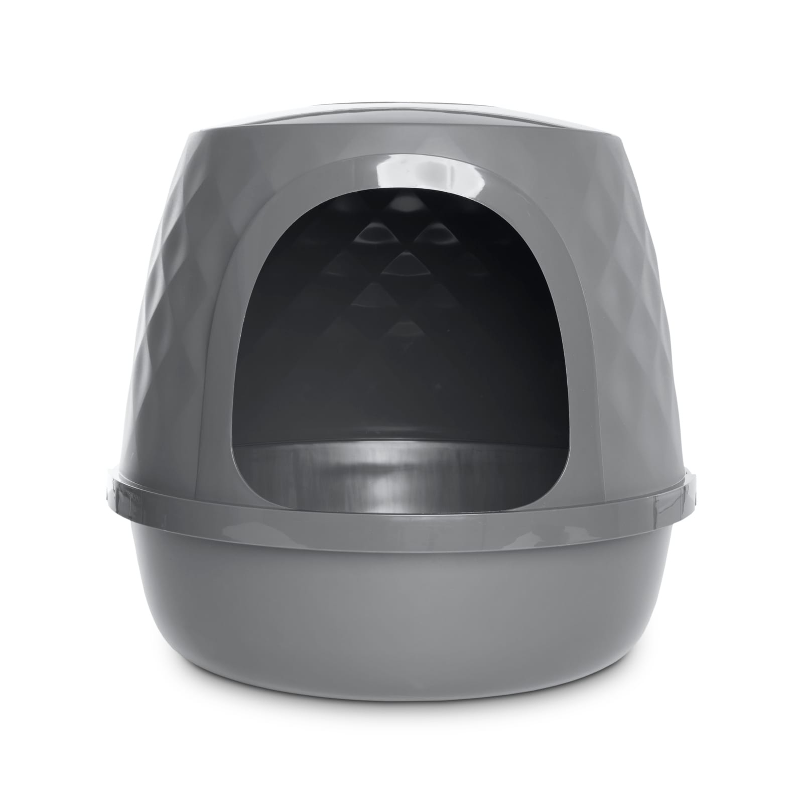 So Phresh  Geometric Covered Cat Litter Box – Gray Plastic Pan with Odor-Neutralizing Filter