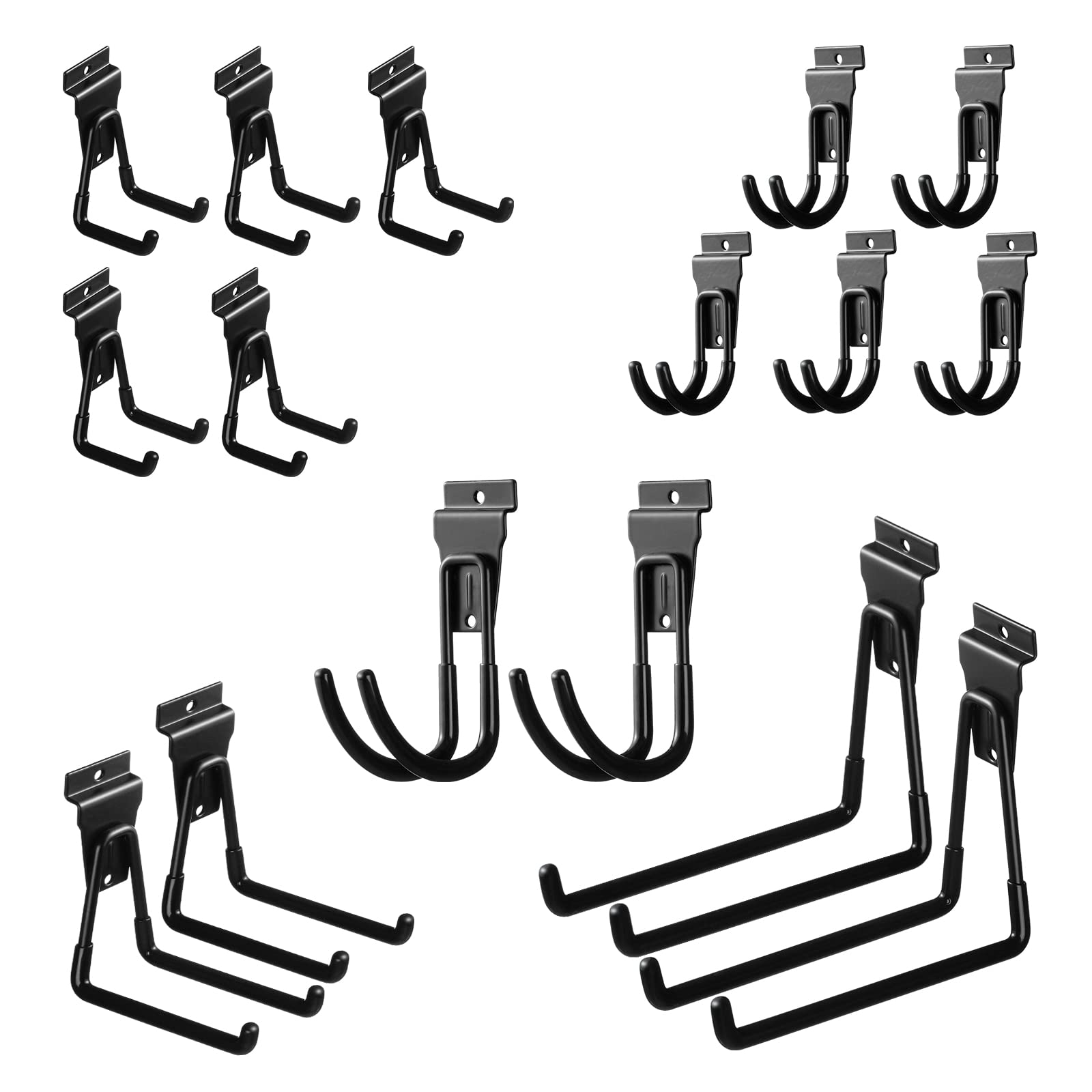 Etokfoks  16 Pack Black Heavy Duty Slatwall Hooks Accessories for Garage Storage Slat Wall Hangers