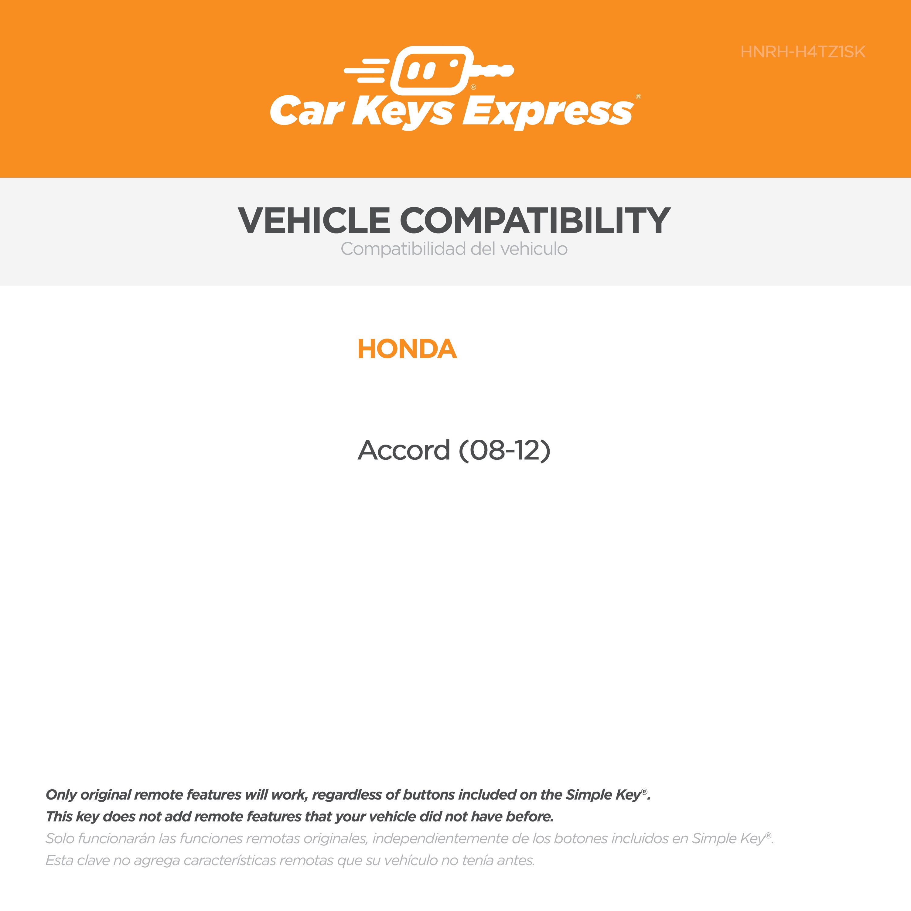 Car Keys Express HNRH-H4TZ1SK c060438 - View #2