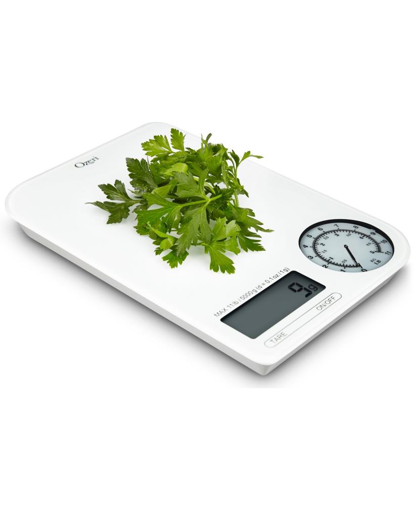 Ozeri Rev Digital Bathroom Scale with Electro-Mechanical Weight Dial White