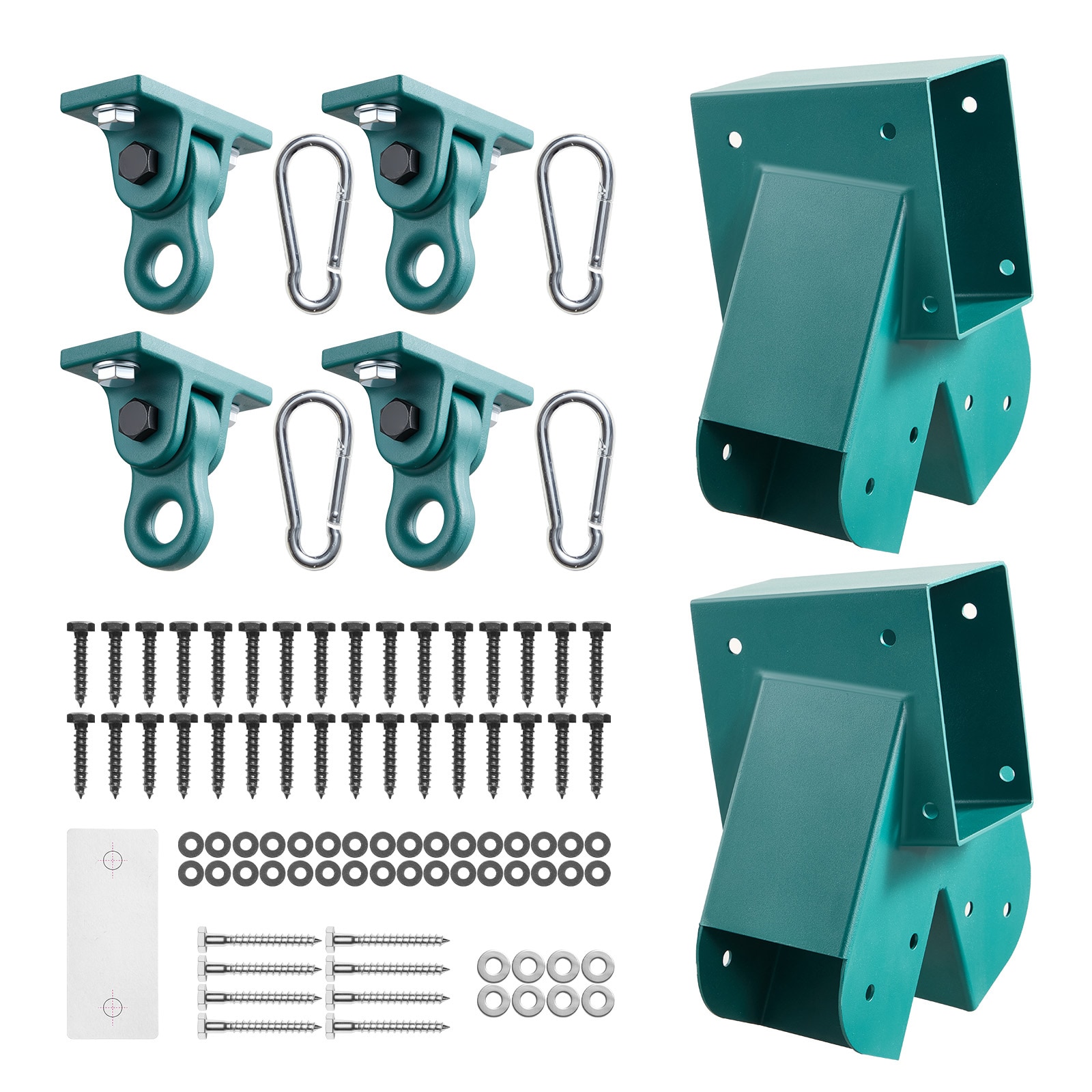 GIVIMO Heavy-Duty A-Frame Swing Set Brackets 1250-lb Capacity Hardware with 2 Brackets and 4 Hangers for Playground Backyard Swing Mounting Green