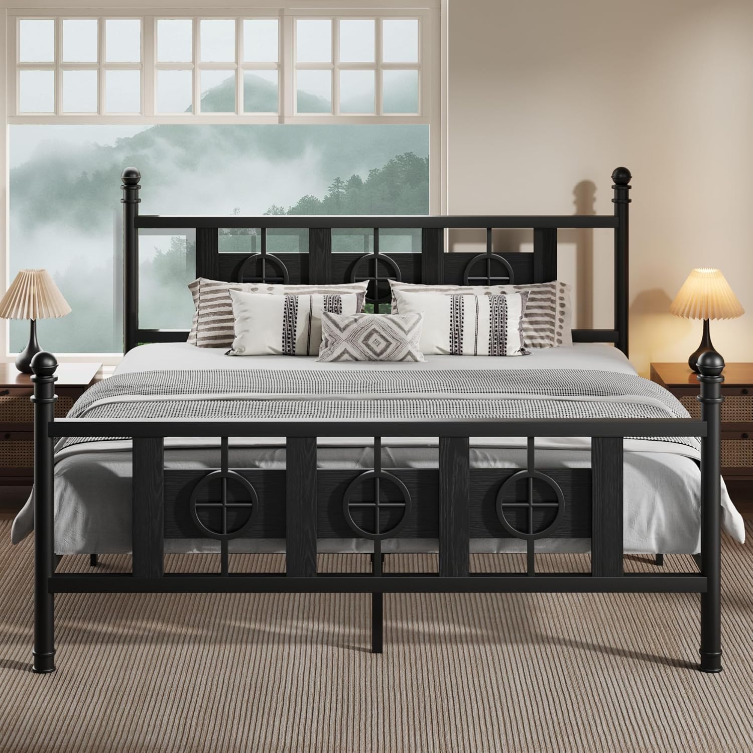 Garvee King Size Metal Platform Bed Frame With Headboard Footboard ...