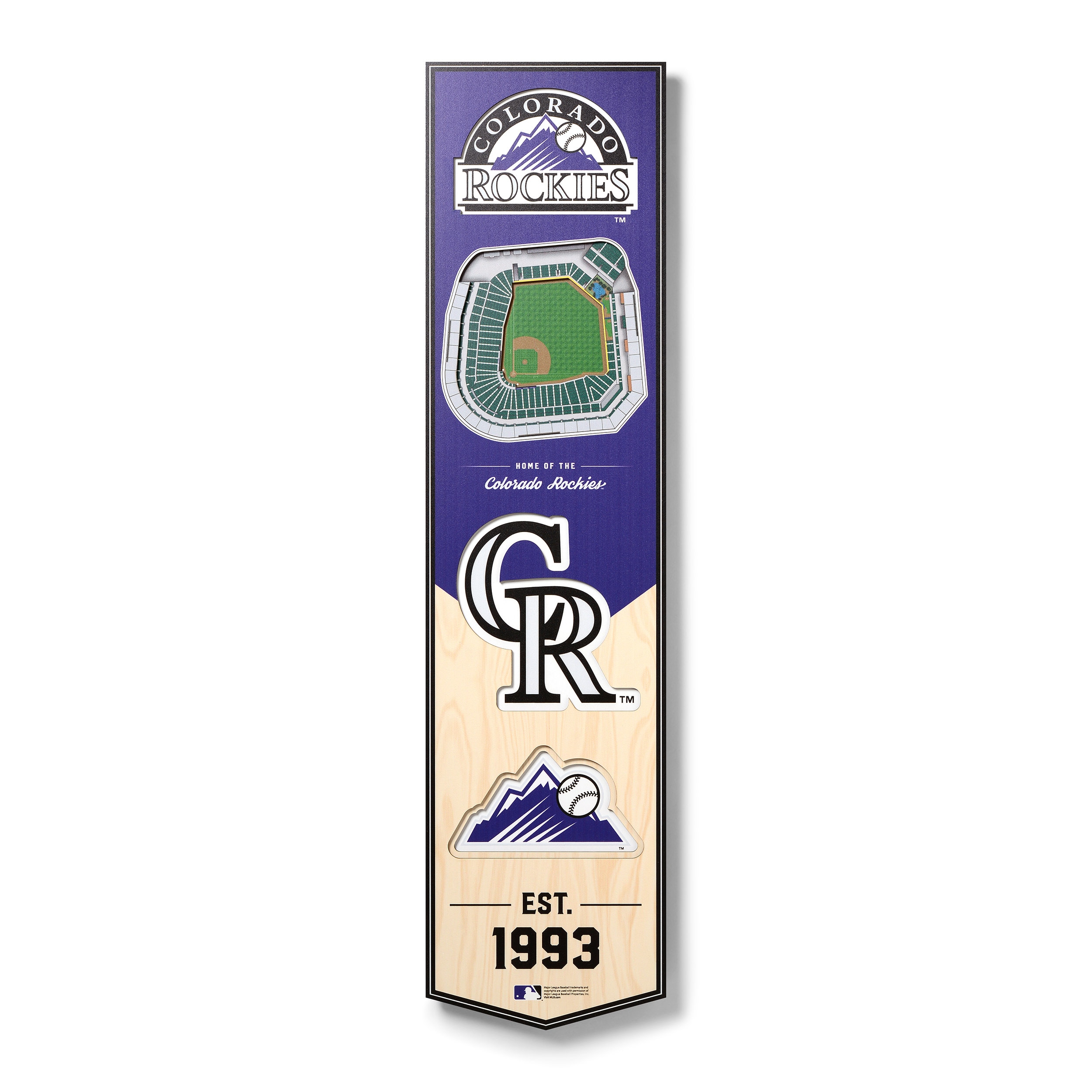 StadiumViews Colorado Rockies Youthefan Team Colors Floater Frame 32-in H x  8-in W Sports 3D Art at
