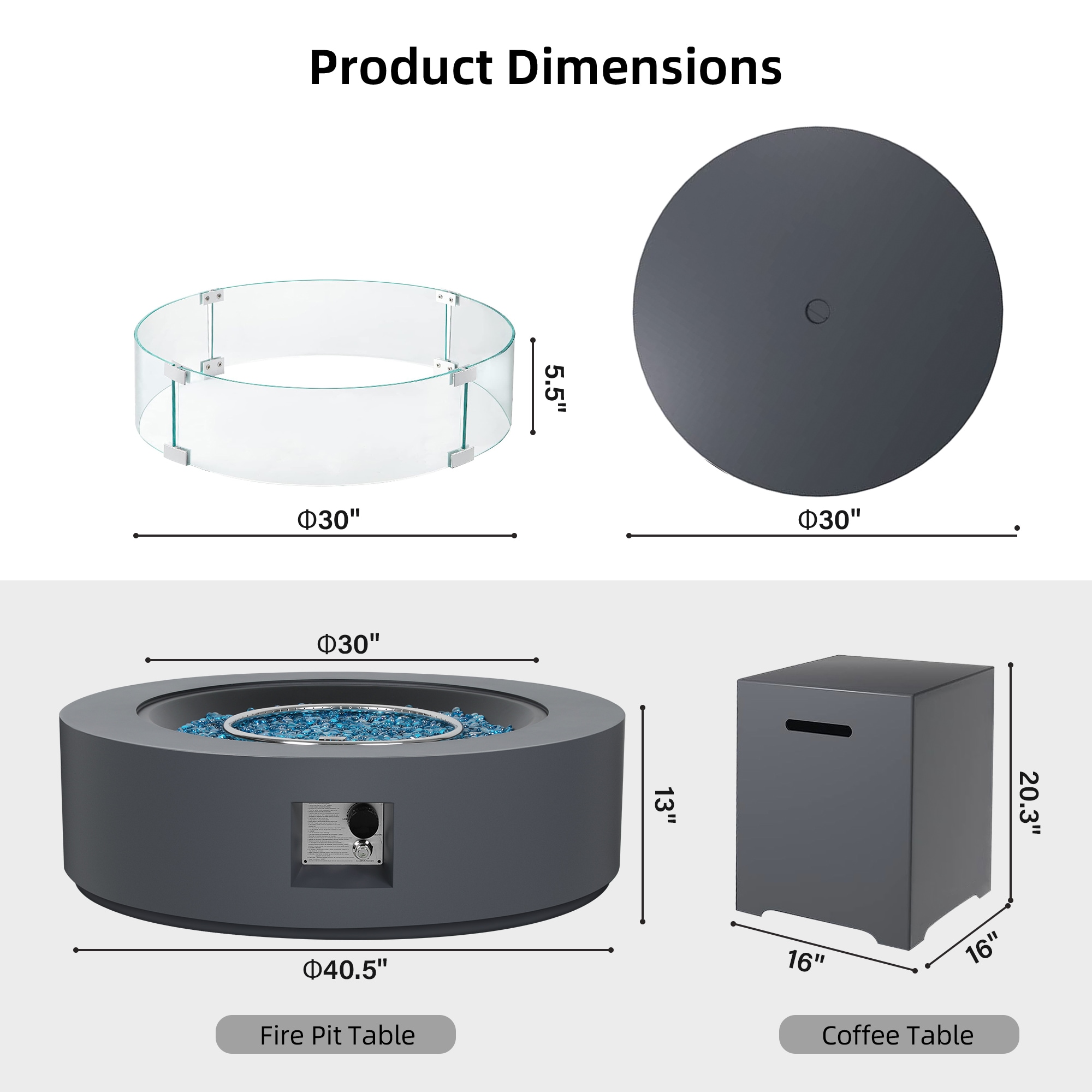 Patio Watcher 42TP-GREY-DK-BLZWST Outdoor-Gas-Firepits - View #3