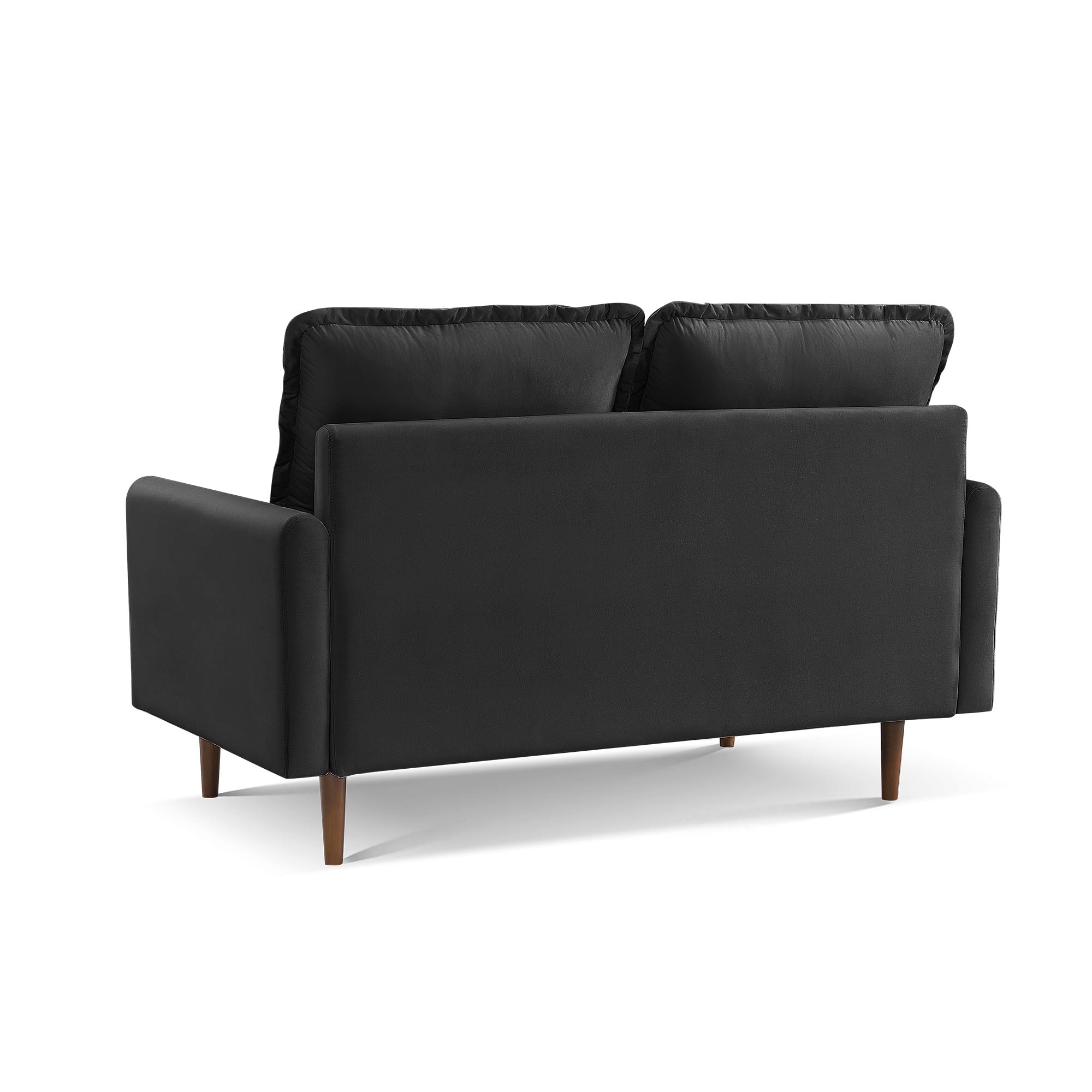 57-Inch Black Velvet Loveseat with Wood Legs