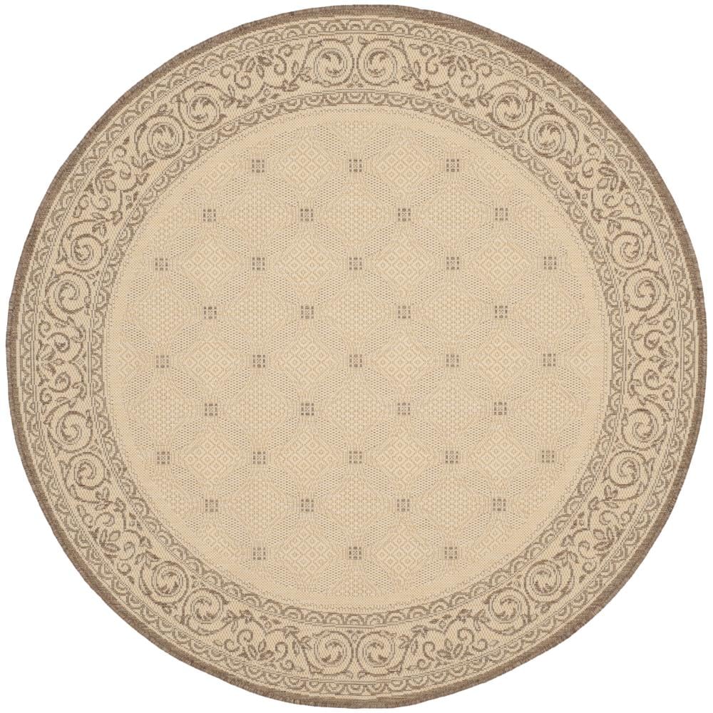 Safavieh CY1502-3001-7R Courtyard Lattice Flower 7 x 7 (ft) Loomed Polypropylene Natural/Brown Round Indoor/Outdoor Border Coastal Area rug