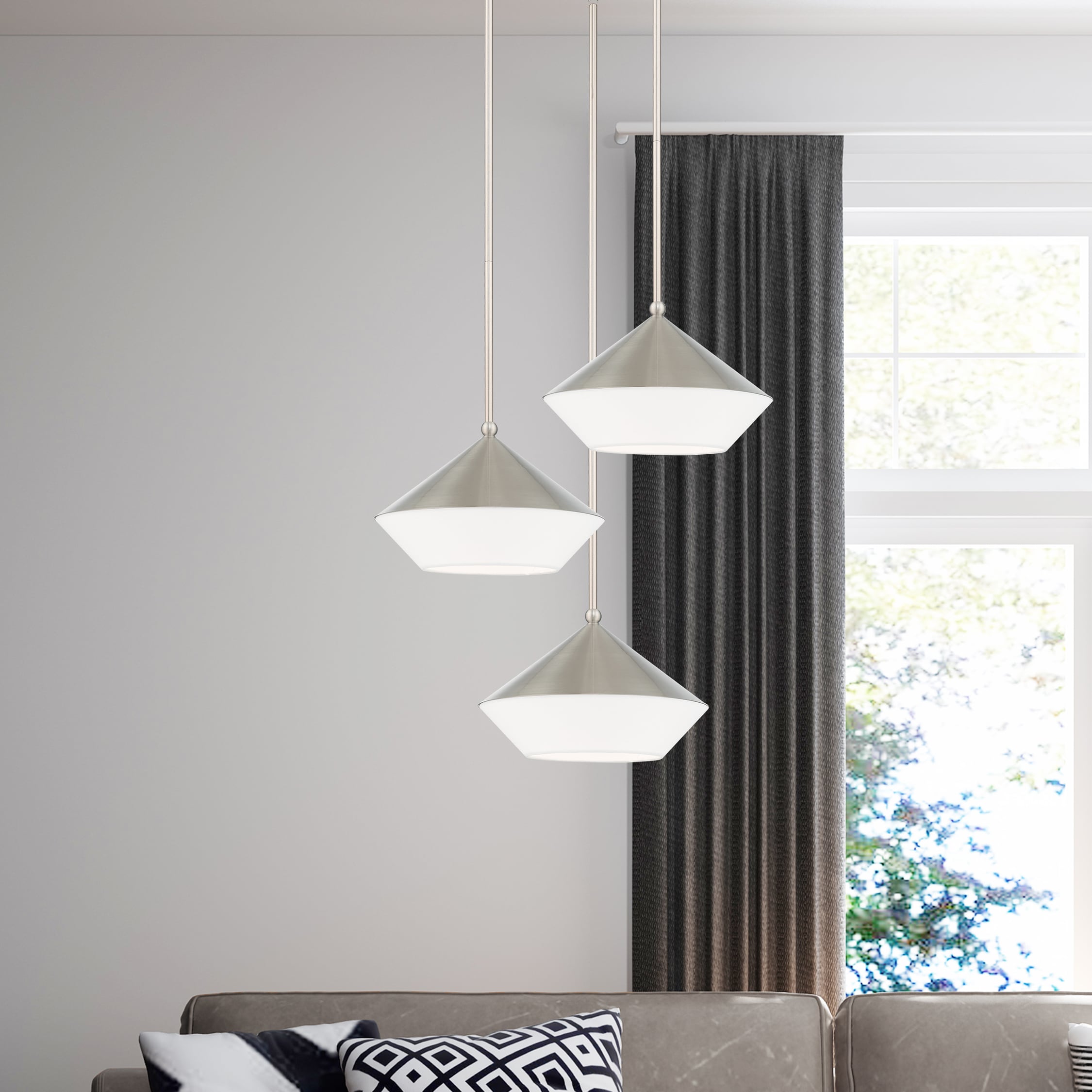Stockholm Brushed Nickel Mini Pendant with Glass Shade