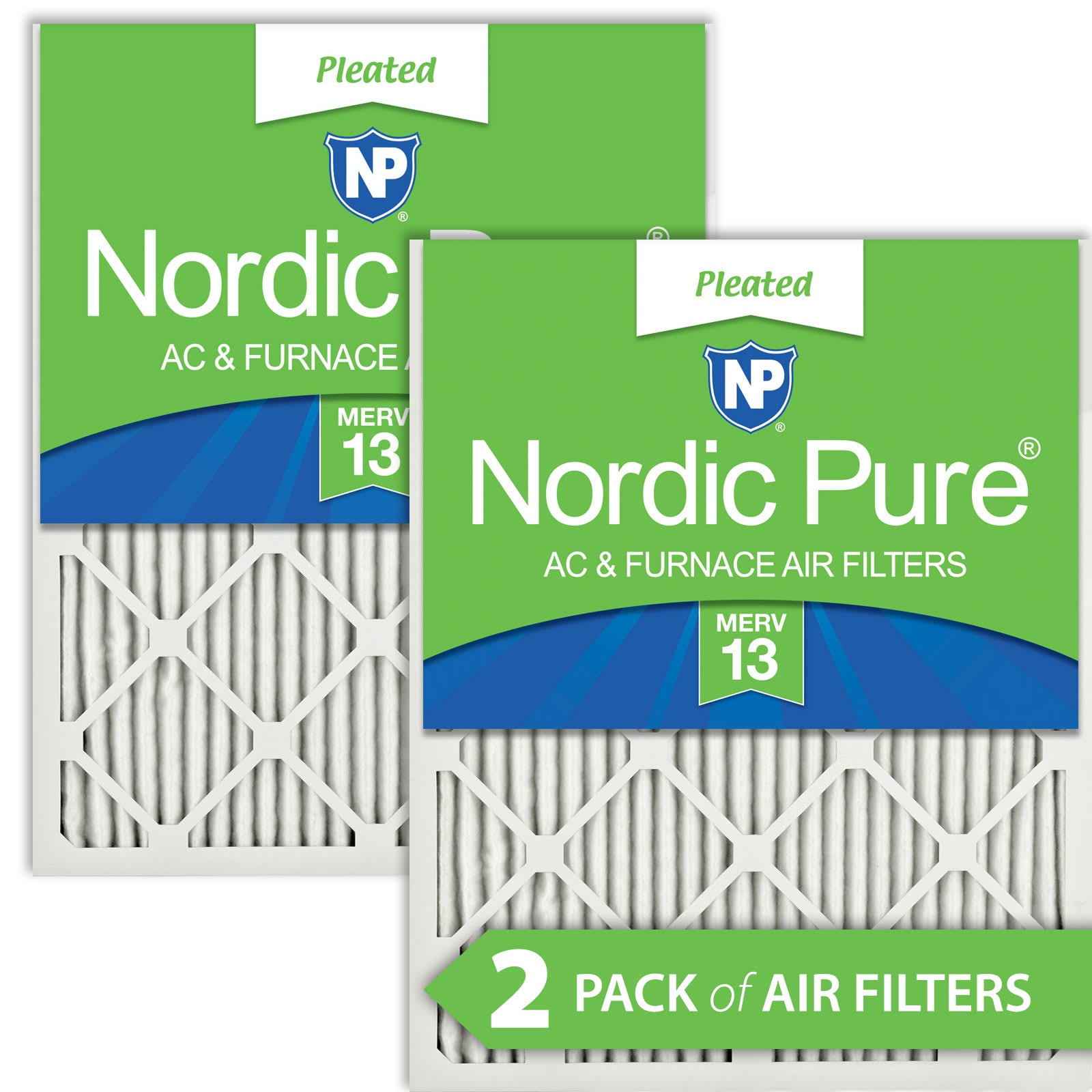 Nordic Pure 20x25x1 (19 1/2x24 1/2) Pleated MERV 13 Air Filters 2 Pack