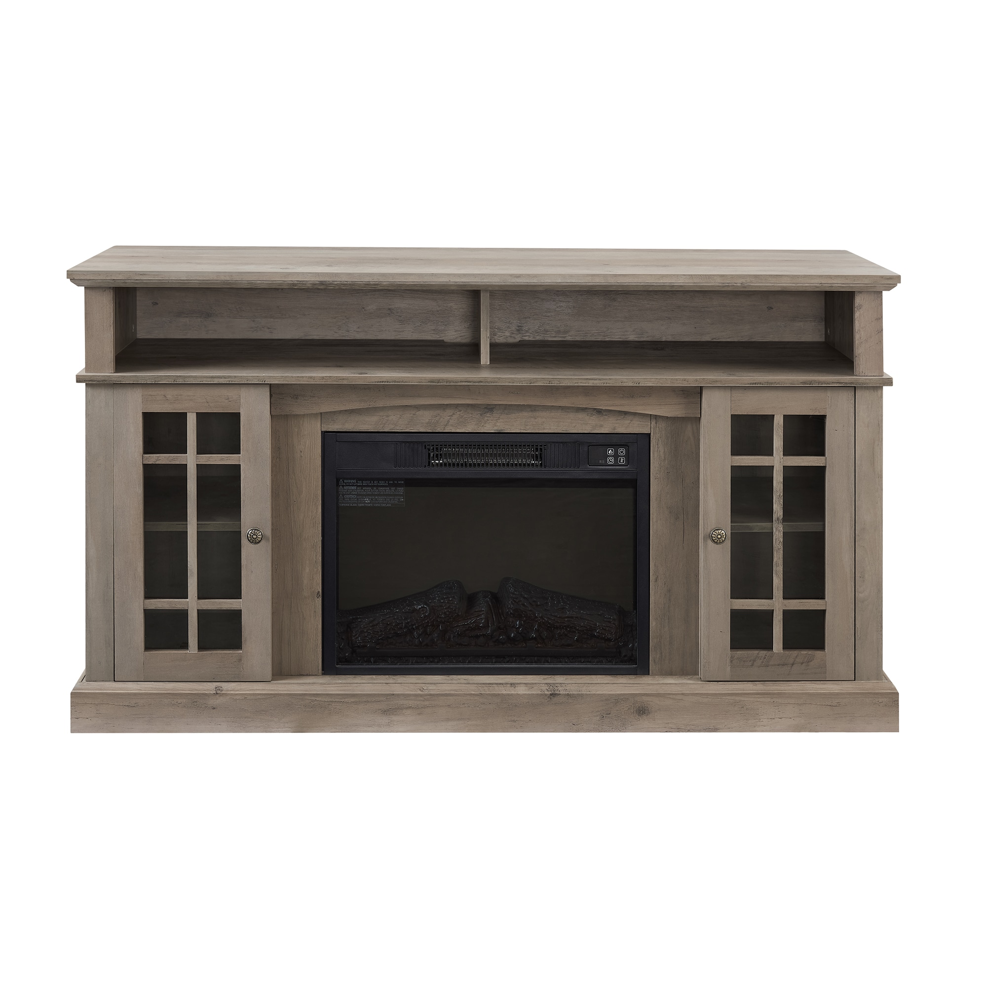 Bybafun YC1600005 58.25-in W Gray TV Stand with LED Corner or flat wall Electric Fireplace with Remote Control Included