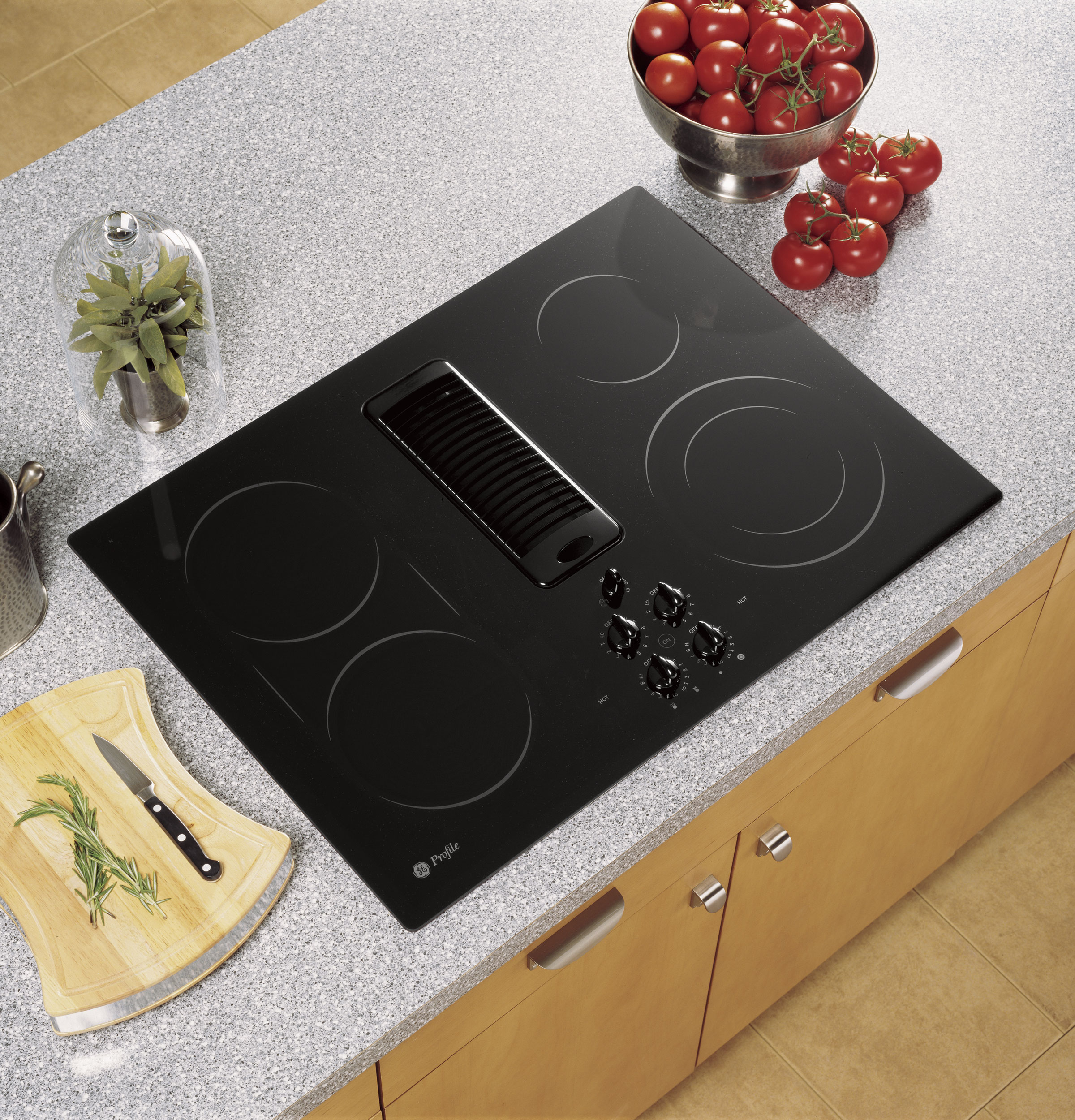 GE Professional 30-in 5 Elements Smooth Surface Electric Cooktop with  Downdraft Exhaust at