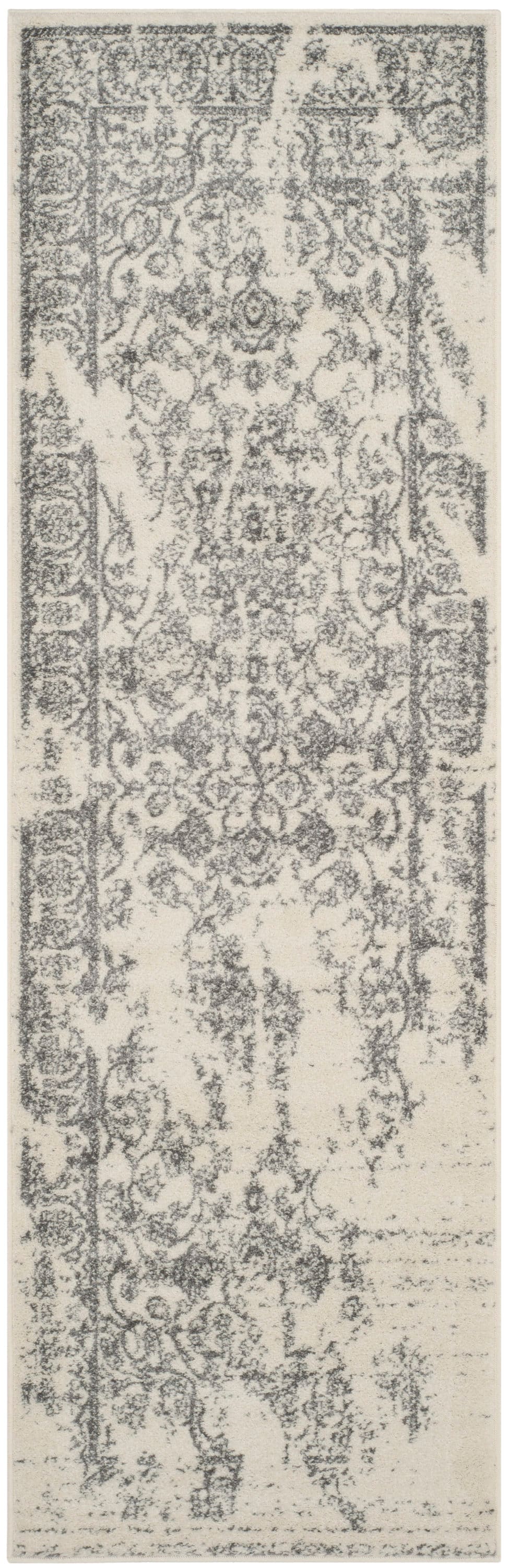Safavieh ADR101B-218 Adirondack Plaza 2 x 18 (ft) Loomed Polypropylene Ivory/Silver Rectangular Indoor Distressed/Overdyed Vintage Runner rug