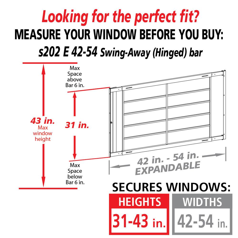 Mr. Goodbar E 42-in x 31-in White Steel Adjustable Window Security Bar S202 E 42-54 Sansujyuku sansujyuku.com