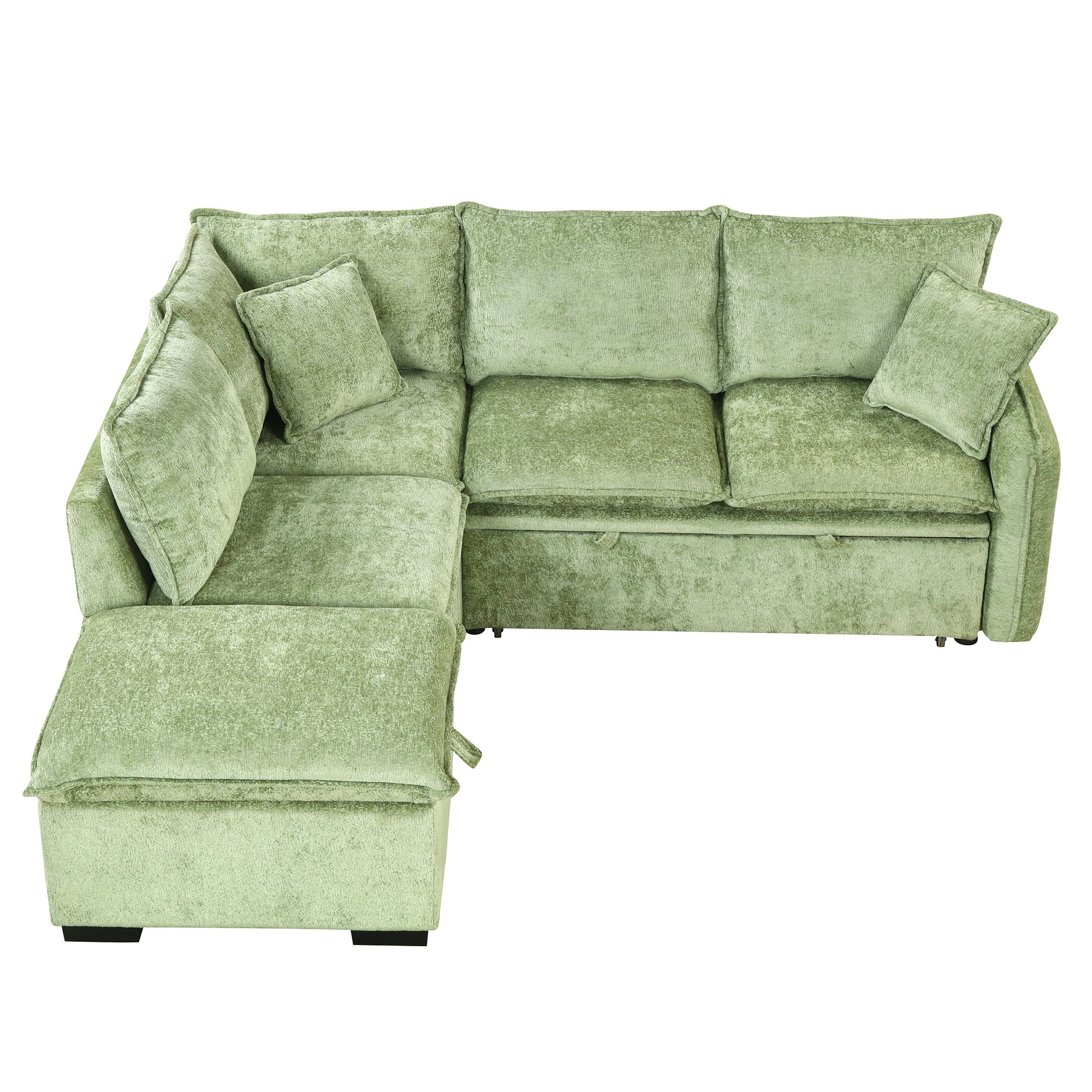 Bybafun YA3700431 83-in Casual Green Chenille 4 -seater Reclining Sleeper
