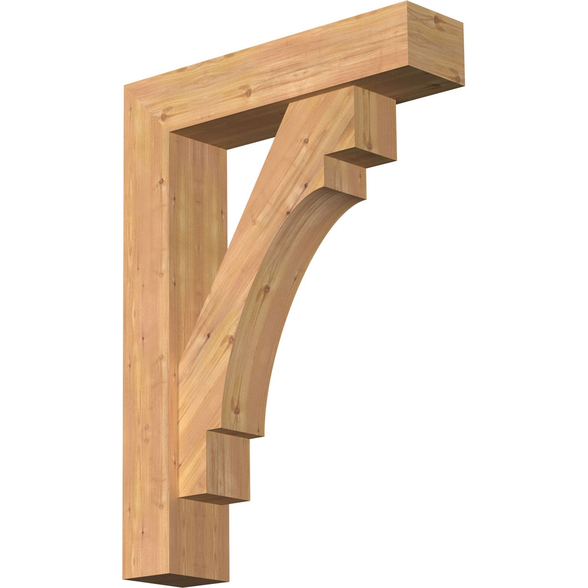 Ekena Millwork 1463192 Merced Block Smooth Bracket with Offset Brace Western Red Cedar Wood Standard Bracket