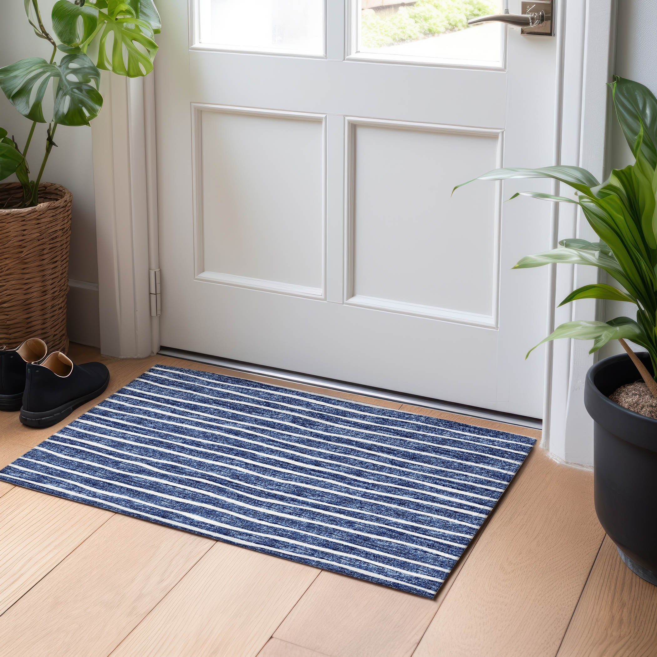 Addison Rugs AMF138NA20X30 Mayfield AMF138NA 2 x 3 (ft) Loomed Navy Rectangular Indoor Geometric Machine washable Pet Friendly Area rug