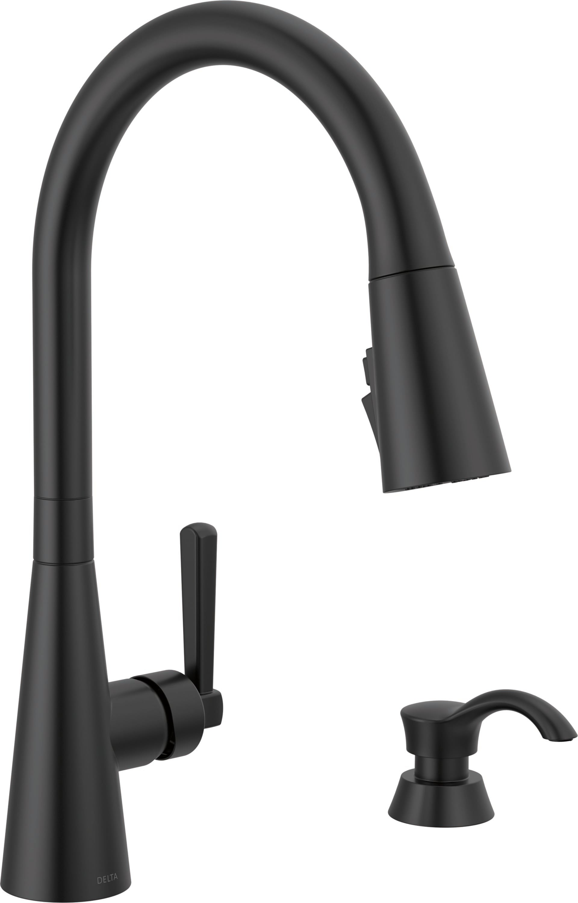 Delta 19893Z-BLSD-DST Boyd Matte Black Single Handle Deck-mount Pull-down Kitchen Faucet with Sprayer ( Deck Plate Included ) (Soap Dispenser Included)
