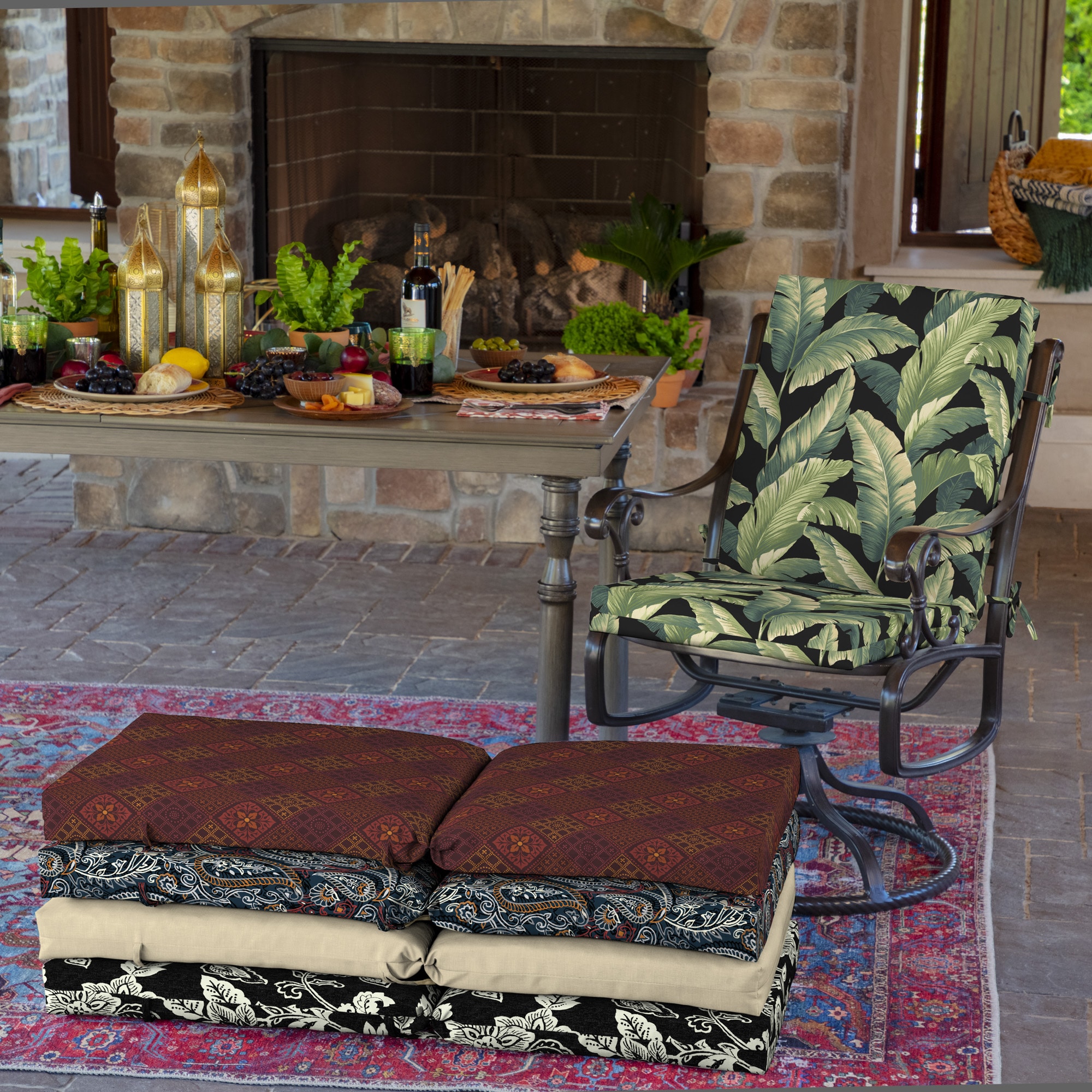 Onyx Cebu High Back Outdoor Dining Chair Cushion, Fade & Water Resistant