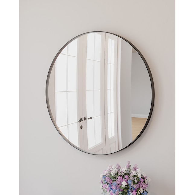 Design House 28-in W x 28-in H Round Black Framed Wall Mirror in the ...