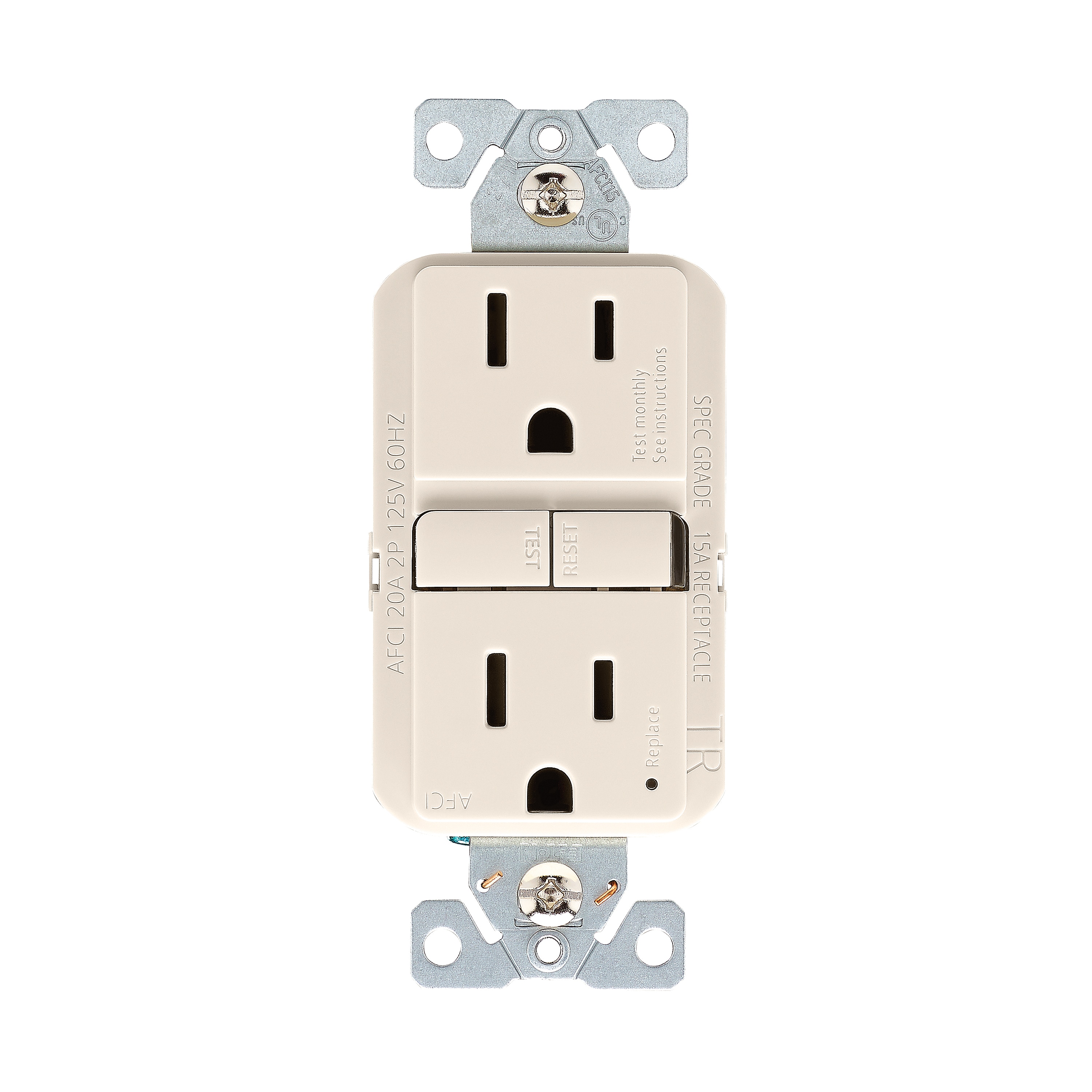 Eaton TRAF15LA-BX-LW 15 -Amp 125-volt Tamper Resistant AFCI Residential/Commercial Decorator Outlet , Light almond