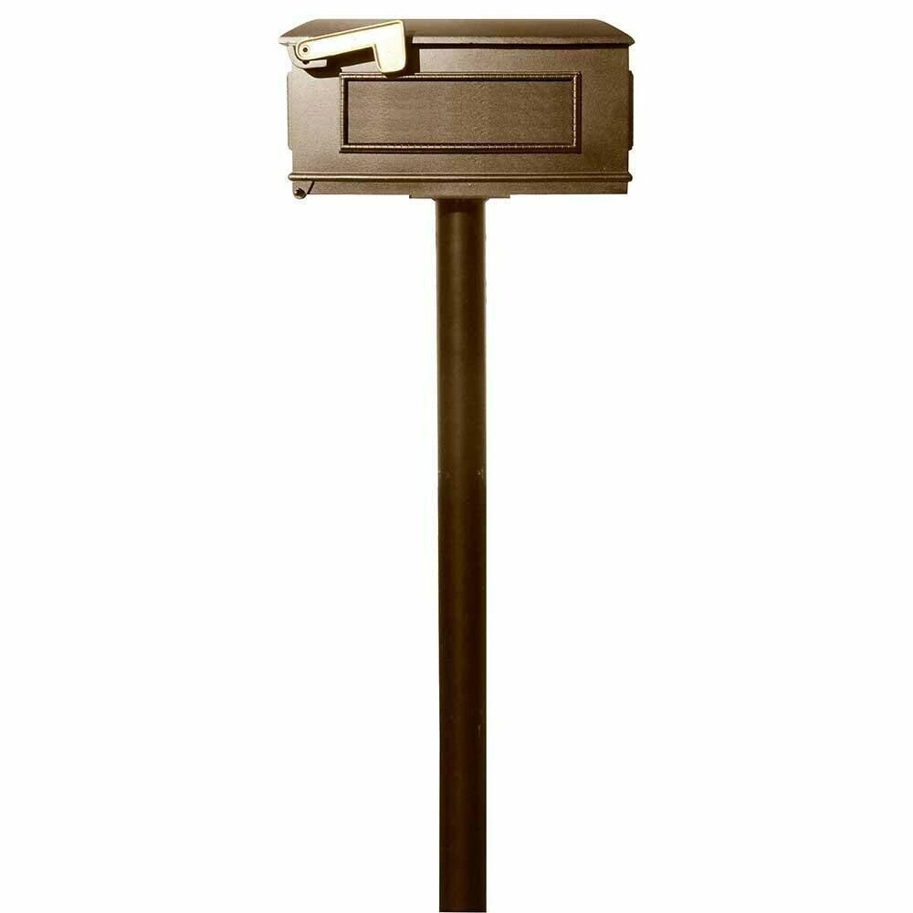 QualArc QUAL1468  HPWS4-000-LM-BRZ The Hanford Quad Lewiston Mailbox Post System with Scroll Supports- Bronze- 70 x 36 x 20 in.