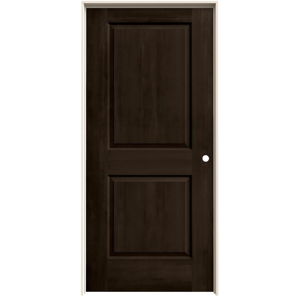 JELD-WEN LOWOLJW222201073 36-in x 80-in Espresso Solid core 2-panel square Left hand Smooth Stained Molded composite Flat Jamb Single Prehung Interior Door